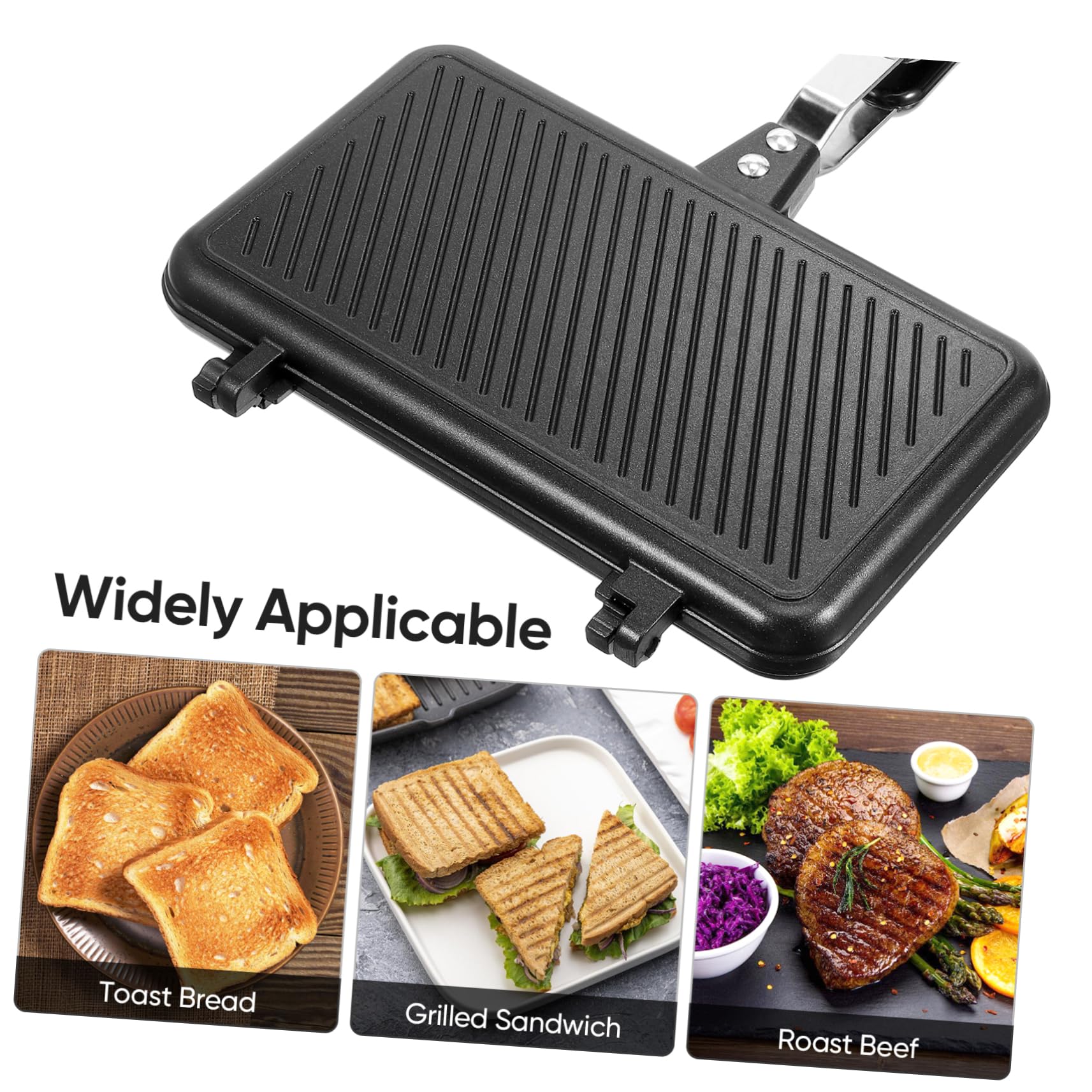 Non-Stick Double-Sided Sandwich & Pancake Grill Pan - Breakfast Skillet, BBQ Maker & Electric Clamshell Snack Cooker | Perfect for Home Kitchen, Camping & Quick Meals