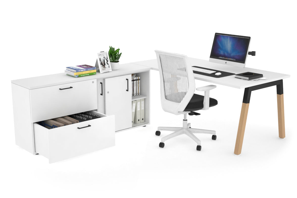 Premium Quadro A Legs Executive Desk with Wooden Legs & Black Cross Beam - 1800L x 700W - Ideal for Home Office, Conference Rooms & Professional Workspaces