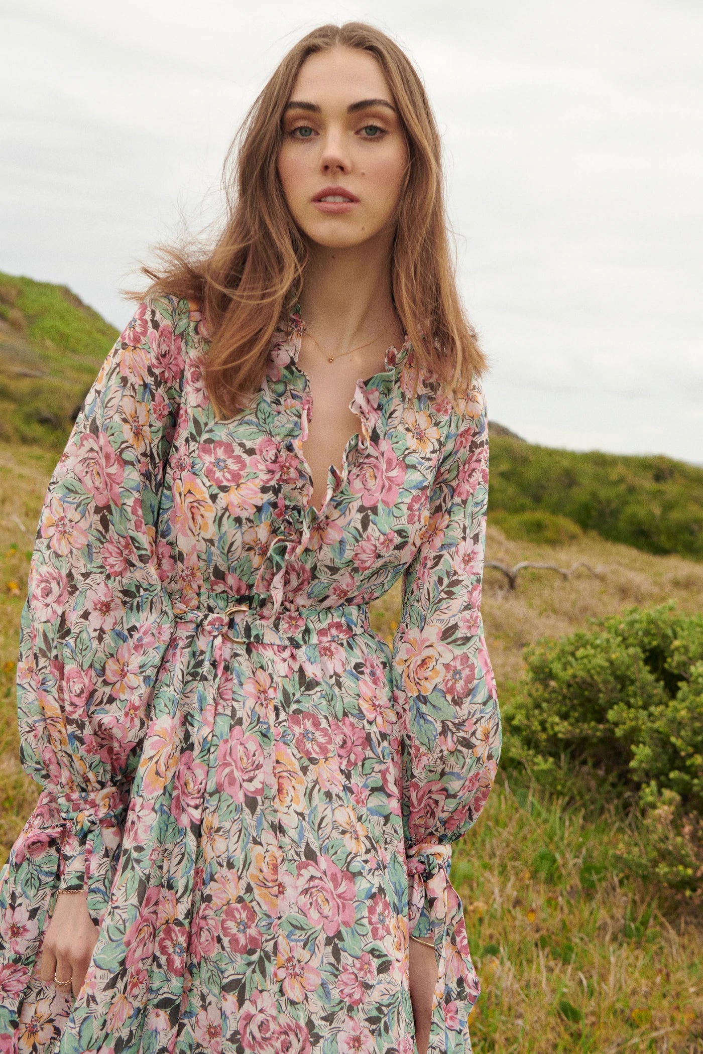 Elegant V-Neck Ruffled Dress for Women - Perfect for Parties, Weddings & Special Occasions