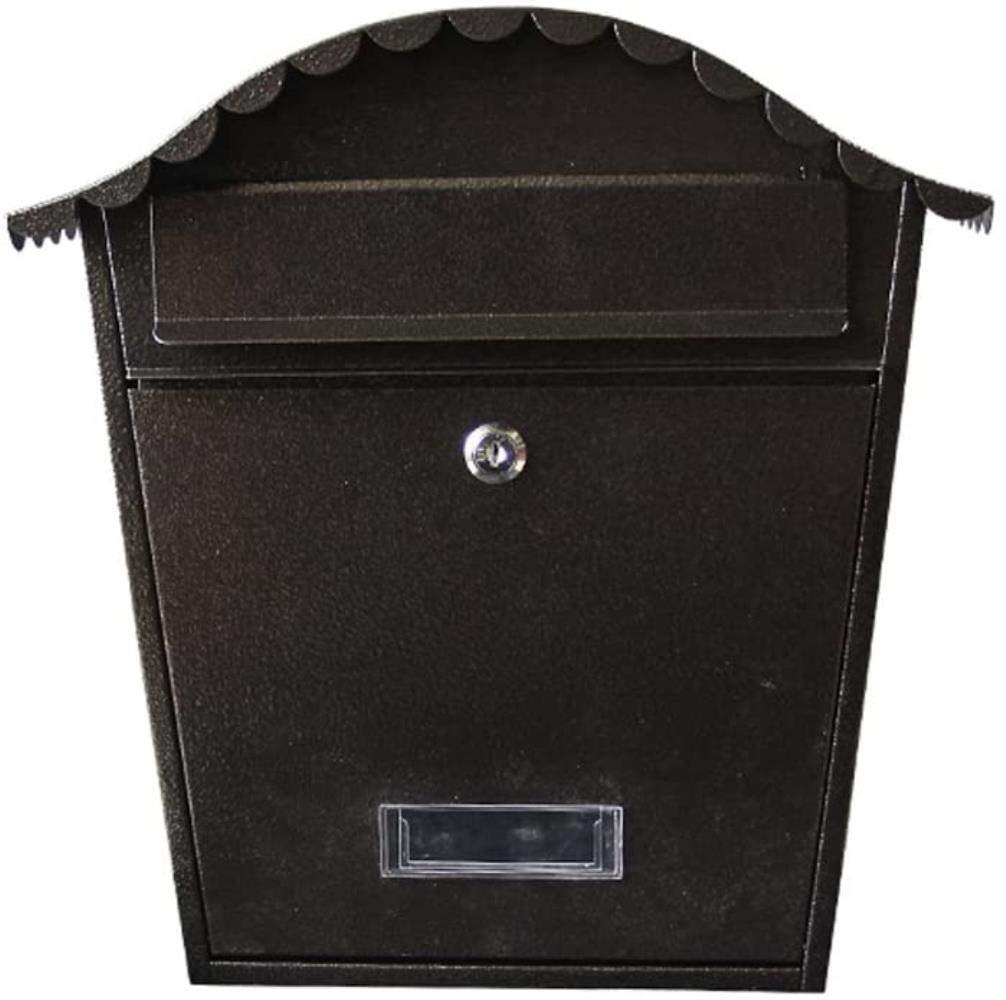 Outdoor Mailbox with Lock - Waterproof Wall Mounted Wrought Iron Post Box for Newspaper & Mail (White/Black) - Perfect for Home, Garden, and Apartment Use