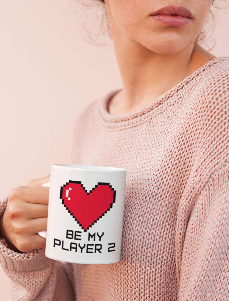 Funny Gamer Coffee Mug - 15oz White 'Be My Player 2' Valentine's Gift for Boyfriend, Girlfriend, Husband or Wife | Perfect for Gamers, Valentine's Day & Couples Gaming Nights