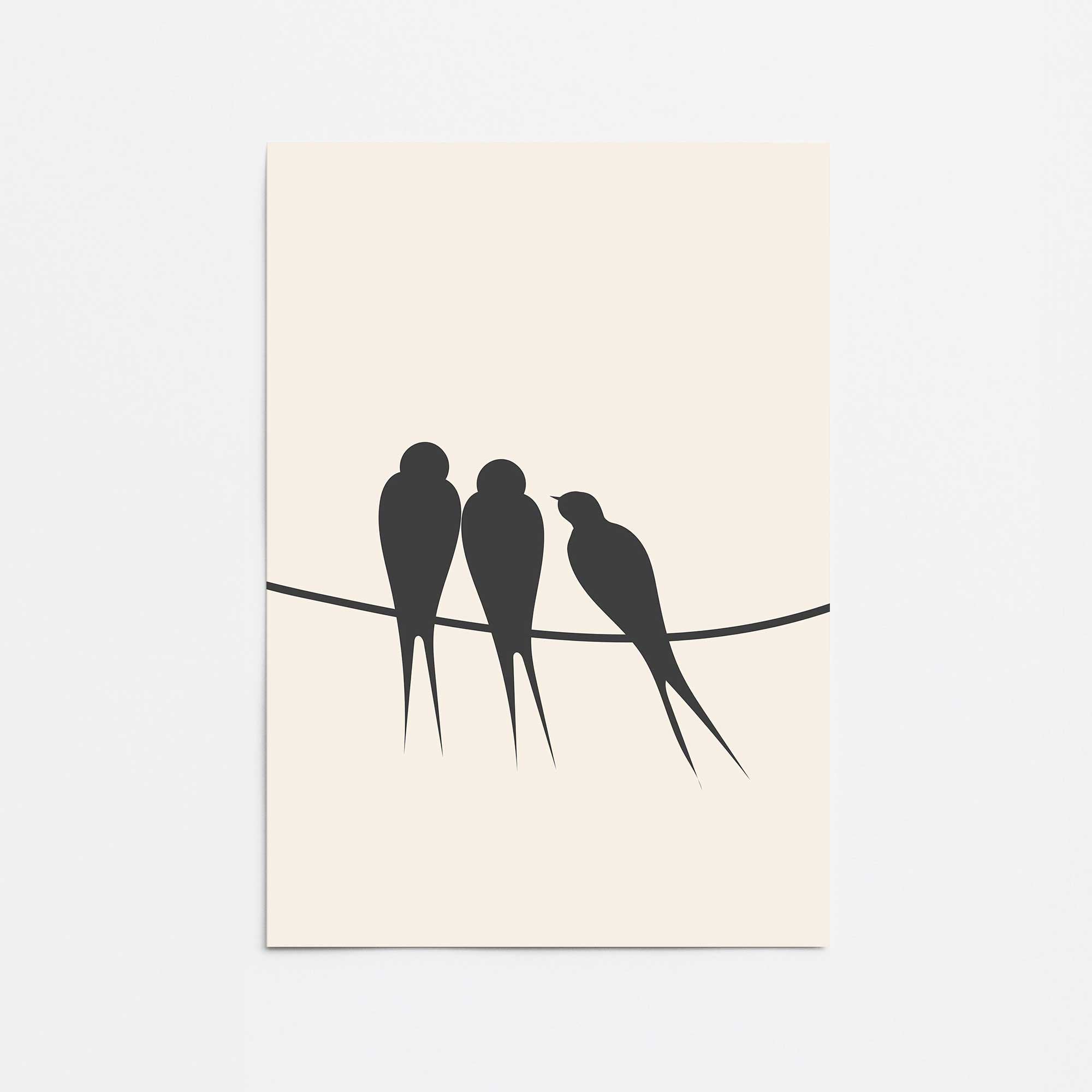 Birds on a Wire - Handmade Metal Wall Art Decor for Living Room, Bedroom & Office - Unique Home Decor Gift Idea for Bird Lovers