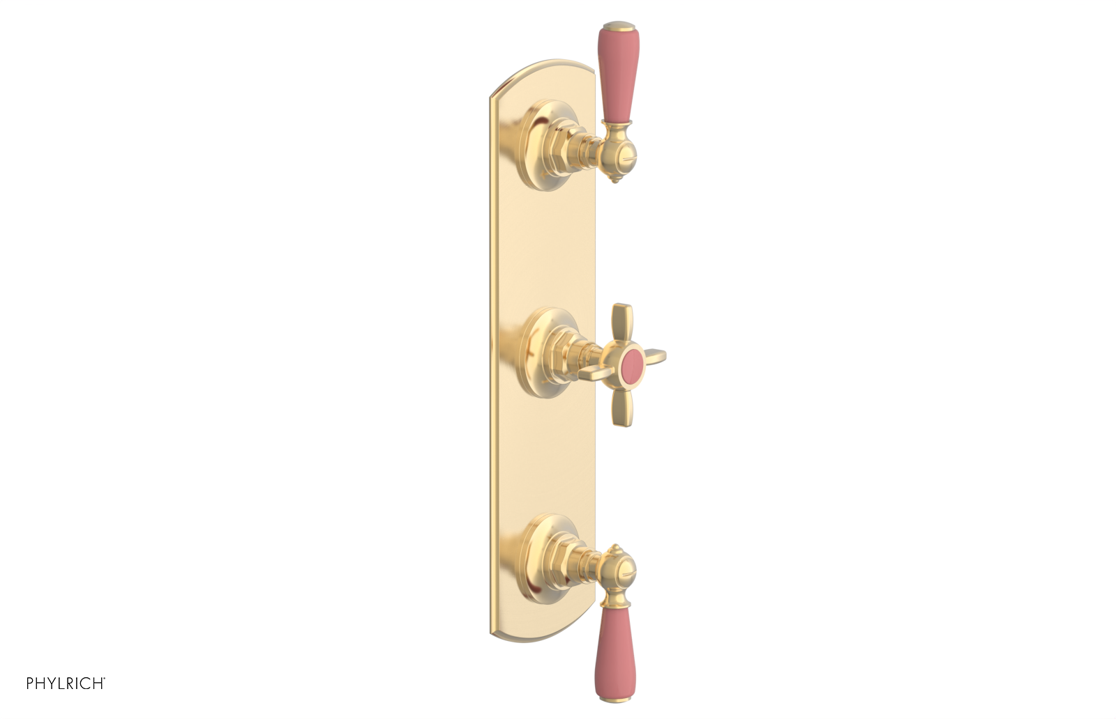 Jamestown Thermostatic Shower Valve with Dual Volume Control - Pink Accented Bathroom Fixture for Modern & Vintage Bathroom Renovations