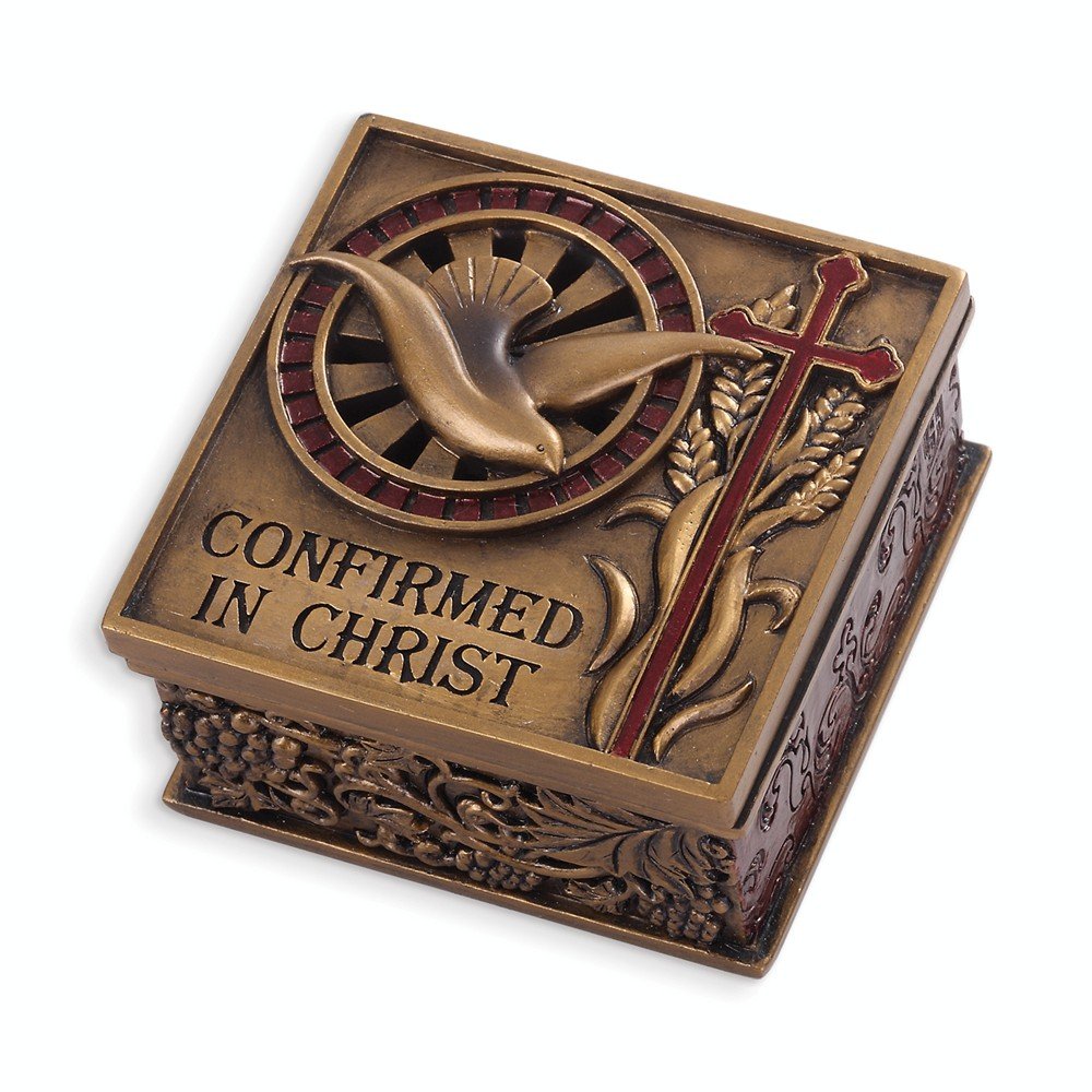 Josephs Studio Confirmation Keepsake Box - Elegant Wooden Memory Box for Religious Gifts, Baptism, First Communion & Christening - Perfect for Storing Certificates, Rosaries & Sacred Mementos