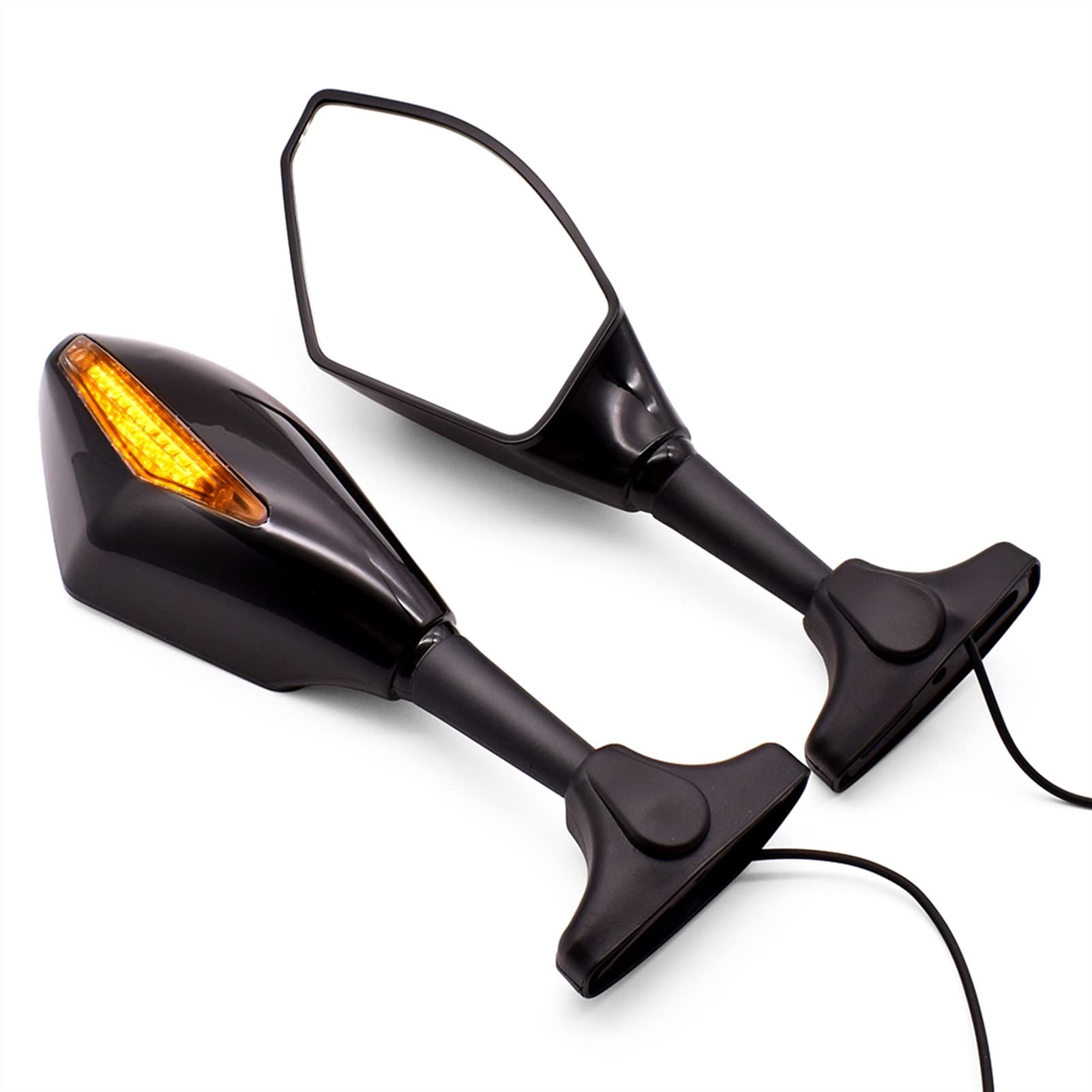 LED Motorcycle Rearview Mirrors with Turn Signals - Universal Fit for Suzuki GSF600 Bandit, Burgman 400, GS1000, GS500E - Enhanced Safety & Visibility for Night Riding & City Commuting