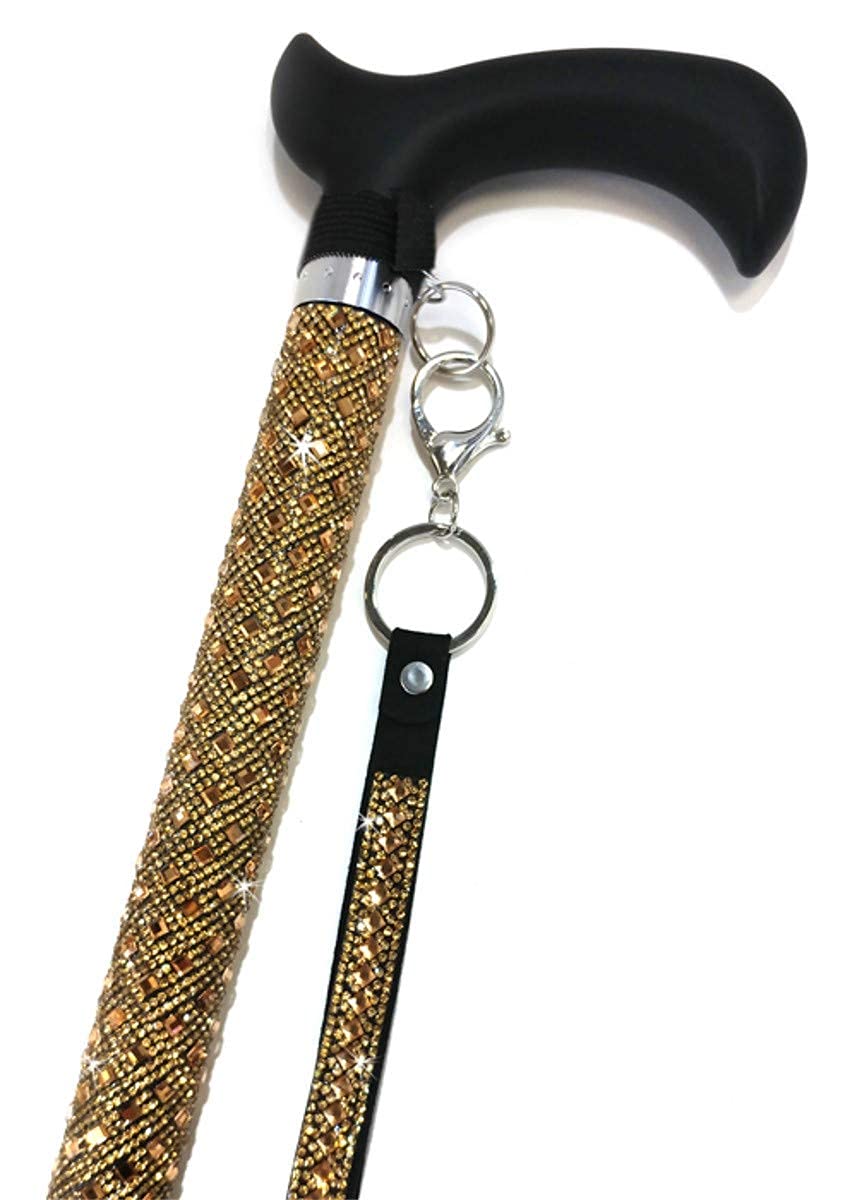 Jacqueline Kent Adjustable Gold Sugar Cane - Lightweight Walking Cane for Seniors & Mobility Support - Perfect for Daily Use, Travel & Fashion Accessory