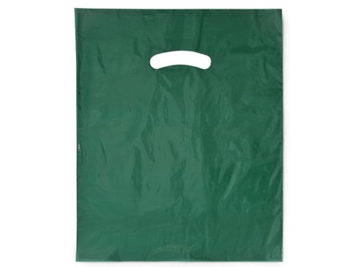 Eco-Friendly Dark Green Super Gloss Plastic Bags 12x15 Inches - 1.25 Mil Thick Recycled Plastic - Pack of 1000 - Perfect for Retail, Grocery & Gift Packaging