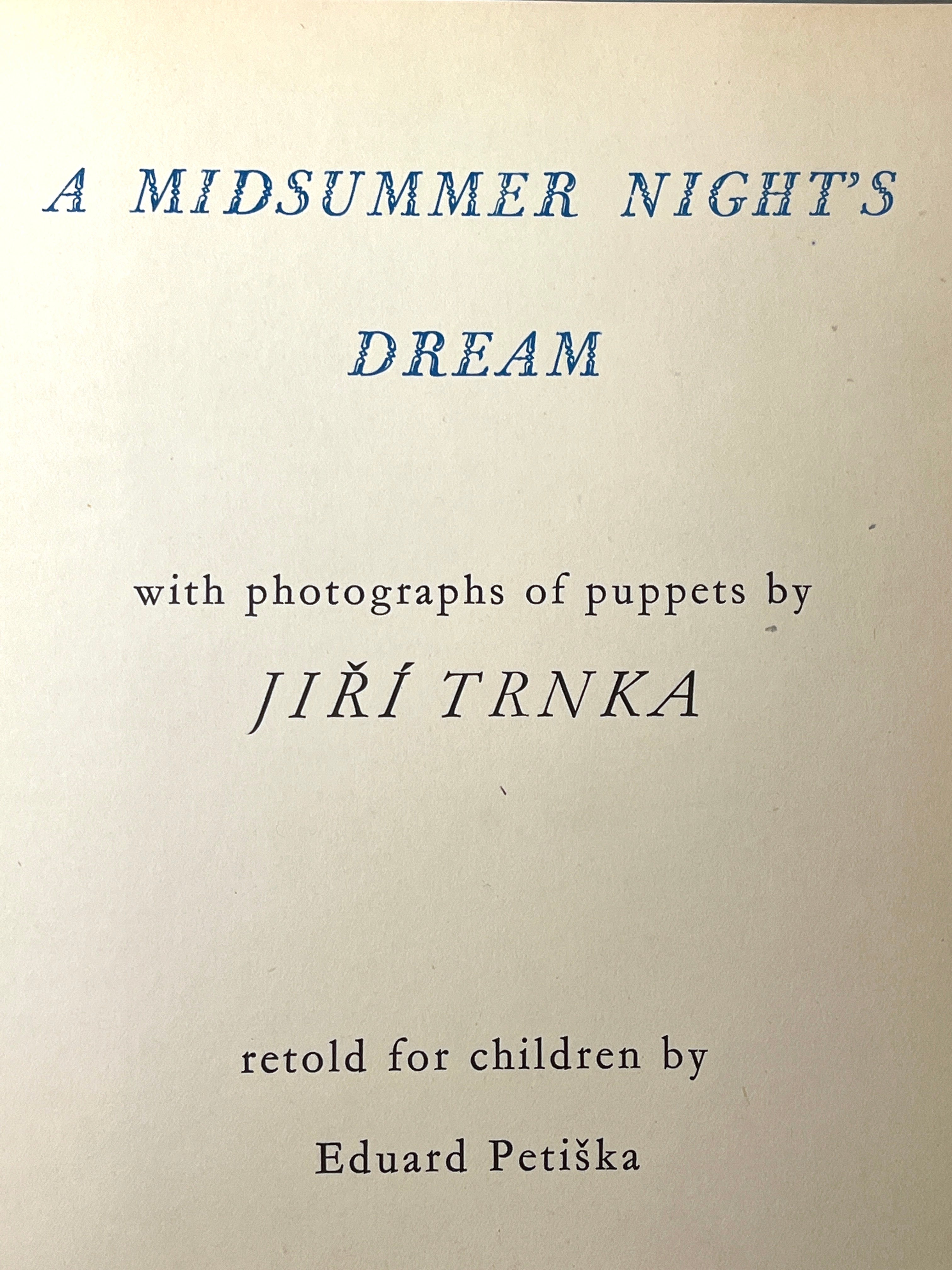 Jiří Trnka's A Midsummer Night's Dream 1960 Hardcover Book - Good Condition - Vintage Fairy Tale Animation Collectible - Perfect for Shakespeare Lovers & Animation Historians