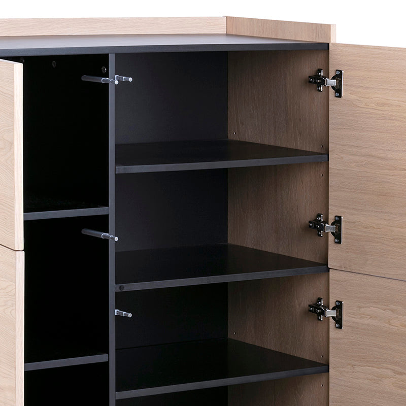 BROGAN 100cm Tall Sideboard Buffet Cabinet - Natural Wood Finish for Dining Room, Living Room & Entryway Storage