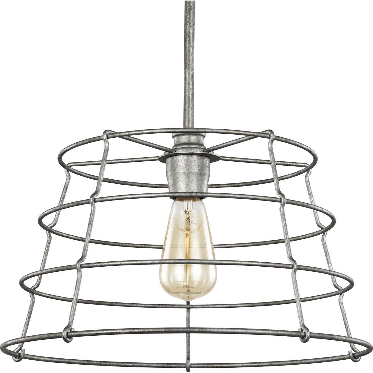 Progress Lighting Chambers Collection 1-Light Farmhouse Pendant Light - Galvanized Metal Finish - Rustic Kitchen Island Lighting - Perfect for Dining Room, Bar, or Entryway Decor