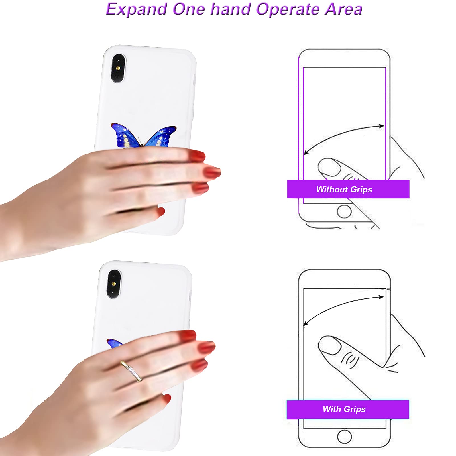 Clear Transparent Phone Ring Holder for Apple iPhone & Samsung Galaxy - Finger Grip Stand for Smartphones & Tablets (Crystal Heart Gold) | Perfect for Hands-Free Viewing, Secure Grip & Easy Carrying