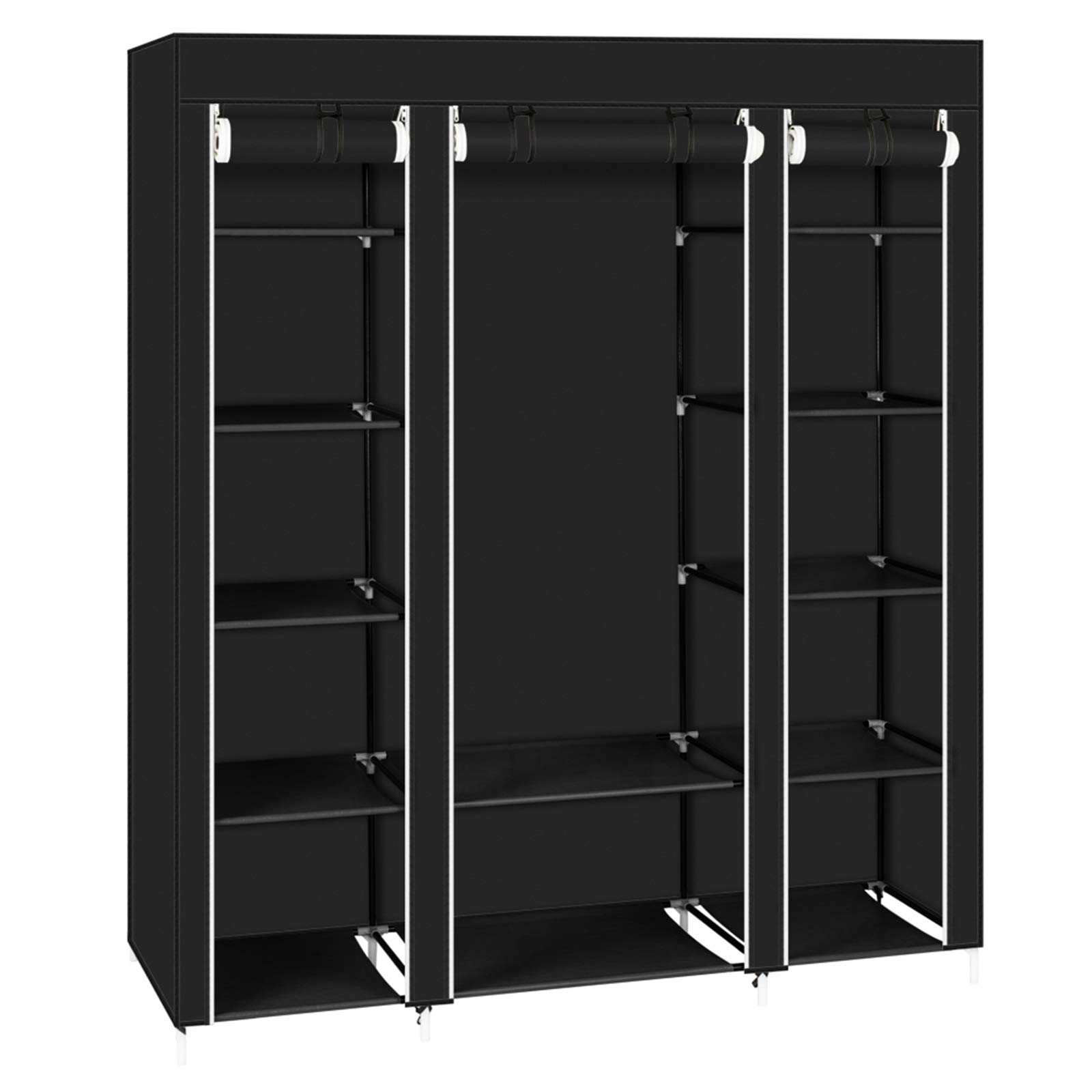 Portable Closet Wardrobe Organizer with Shelves & Hanging Rack - Foldable Non-Woven Fabric Storage Solution for Clothes, Shoes & Accessories - Perfect for Small Spaces, Dorm Rooms, Travel & Home Organization