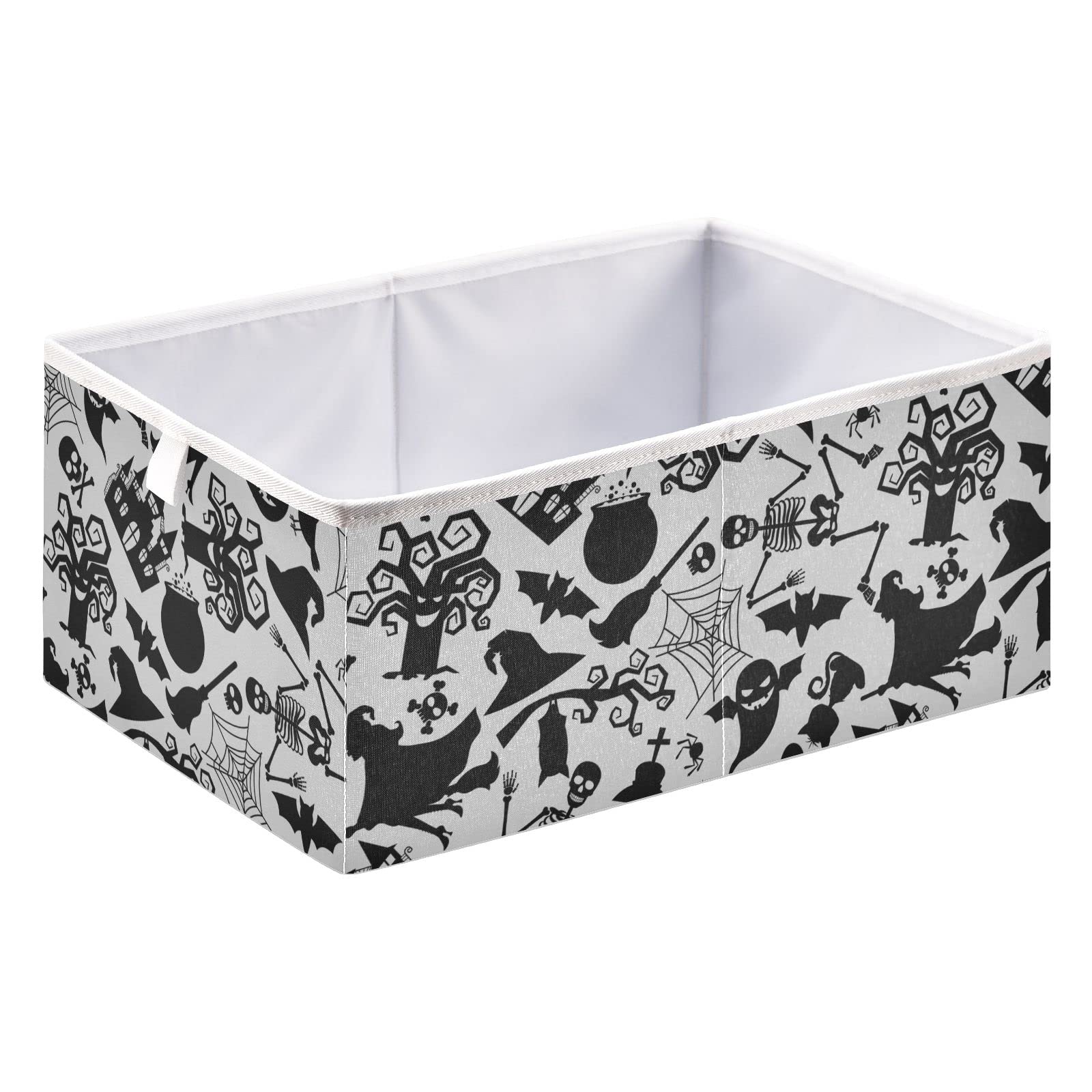 Foldable Collapsible Halloween Storage Baskets - Witch Spider Design Fabric Storage Bins for Shelves (16 x 11 Inch) | Perfect for Pantry Organization, Bathroom Storage & Baby Nursery Cloth Toys | Great for Halloween Decor & Year-Round Home Organization