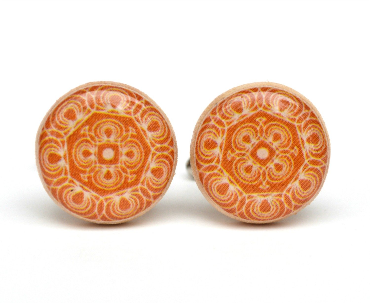 Handcrafted Orange Wooden Cufflinks for Men - Elegant Wooden Cuff Links Set - Perfect for Weddings, Business Meetings & Formal Occasions