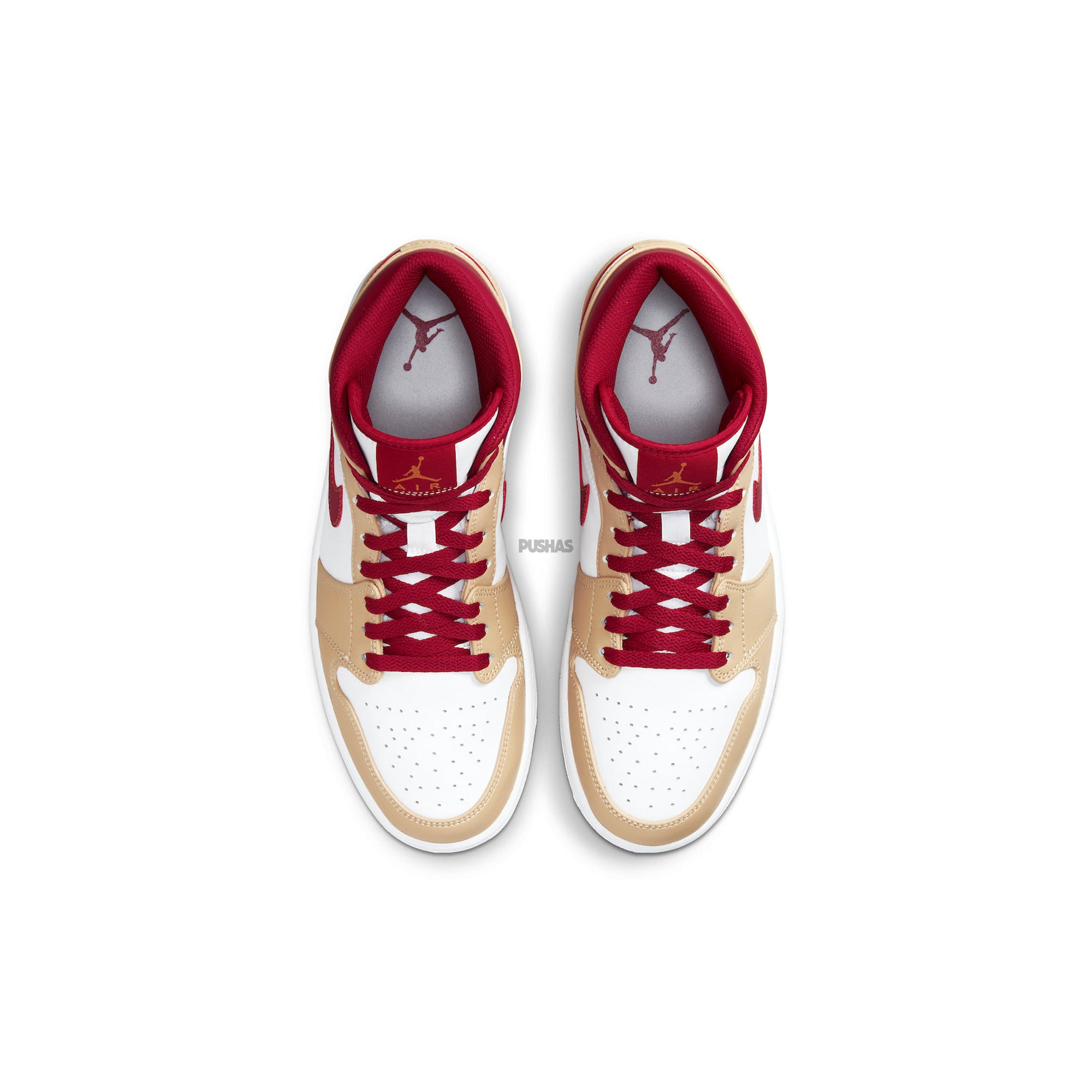 Air Jordan 1 Mid 'Beige White Red' Sneakers for Men (2022 Release) - Retro Basketball Shoes for Casual Wear & Street Style