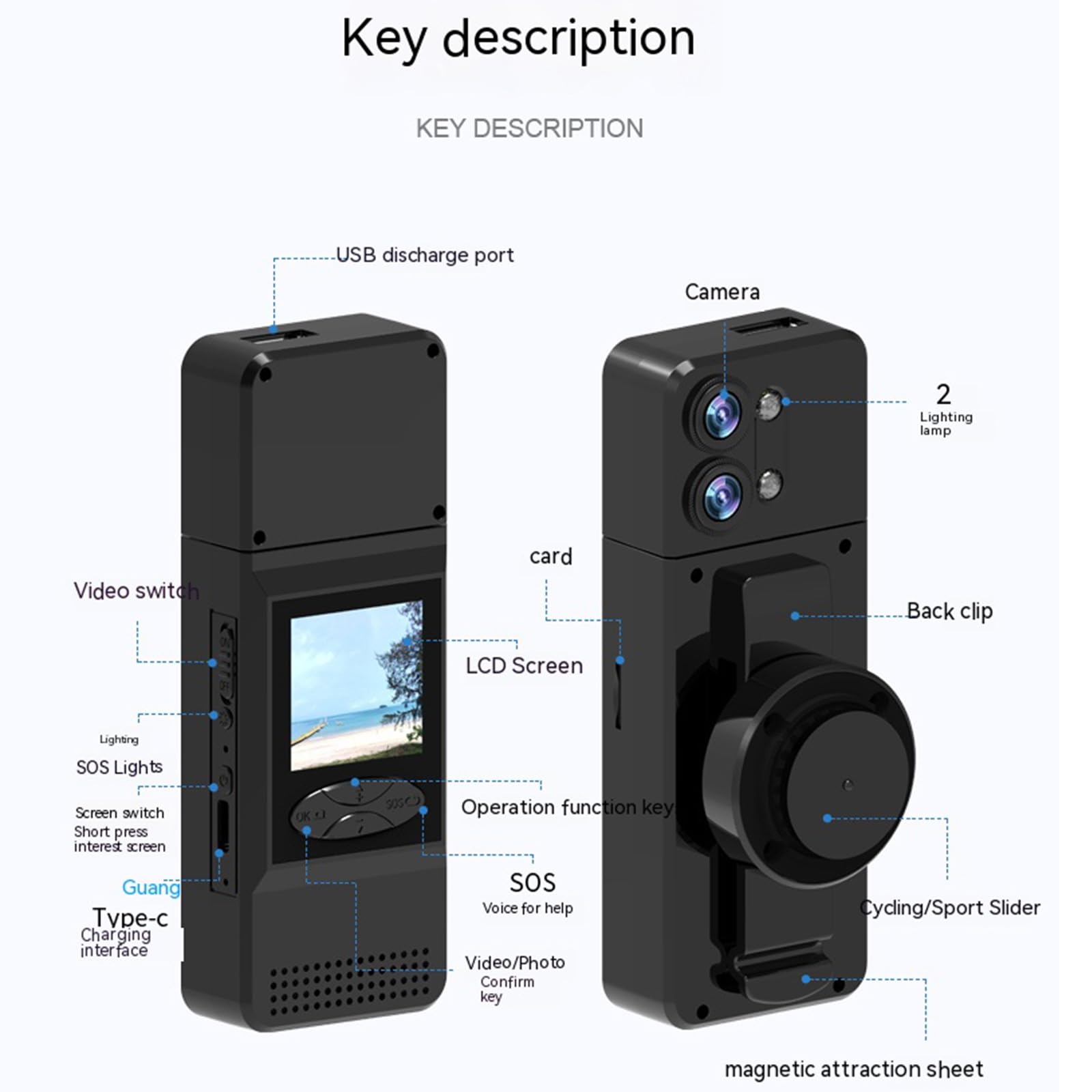 HD Body Camera with Night Vision - Waterproof Sports Video Recorder for Outdoor Activities, Police, Security & Cycling - Wide Angle Lens & Clear Recording