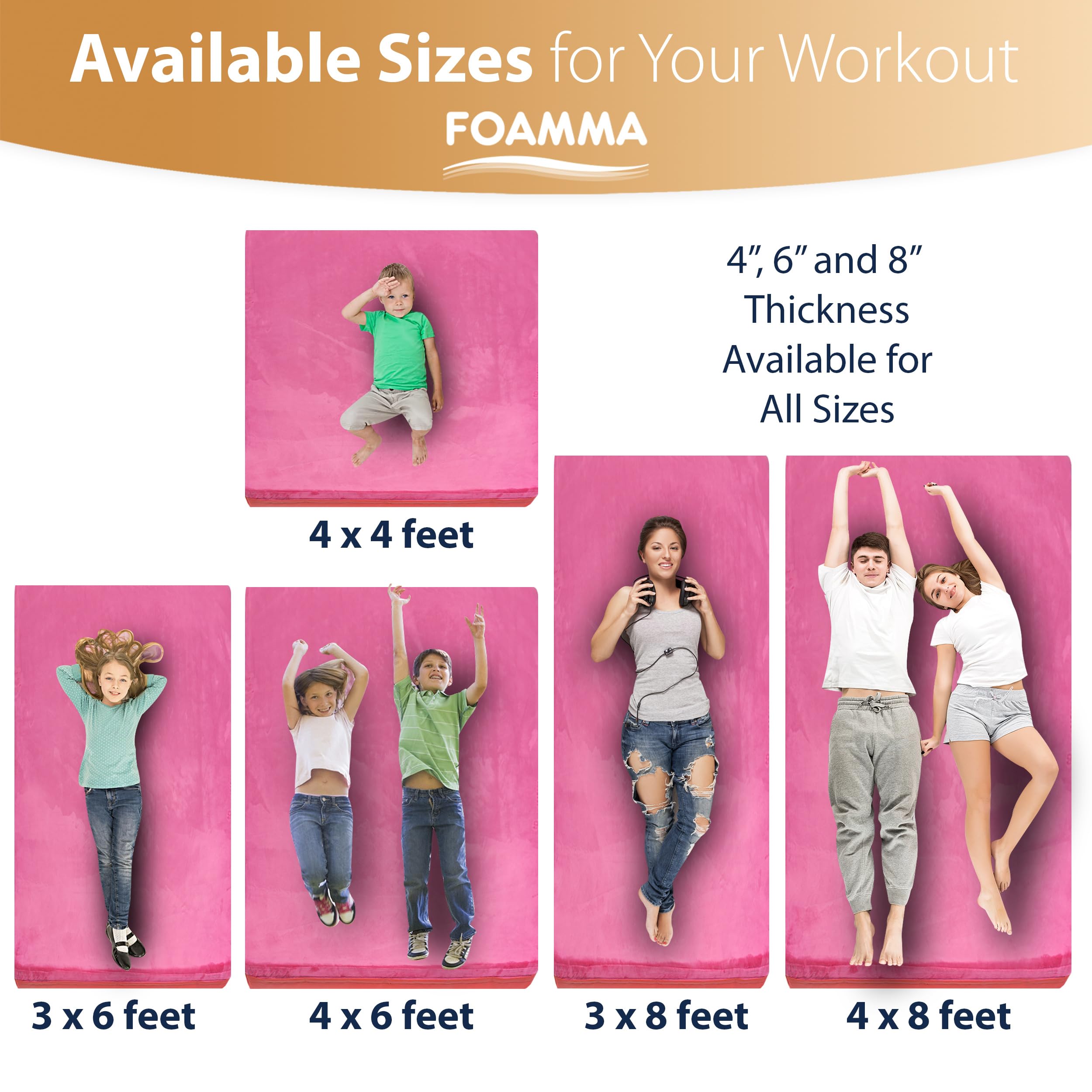 Foamma Reversible Vinyl & Velvet Gymnastics Mat - Non-Slip Exercise Mat with Waterproof Cover, High-Density Workout Mat for Kids & Adults - Perfect for Yoga, Pilates, Gymnastics and Home Fitness Training