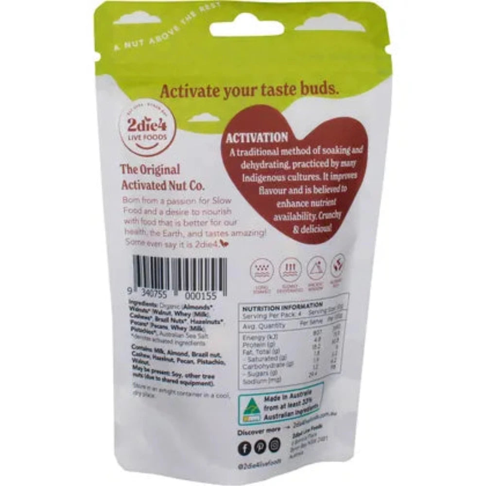 2DIE4 LIVE FOODS Organic Activated Mixed Nuts 120g - Raw Sprouted Almonds, Cashews, Walnuts & More - Perfect for Healthy Snacking, Keto & Paleo Diets