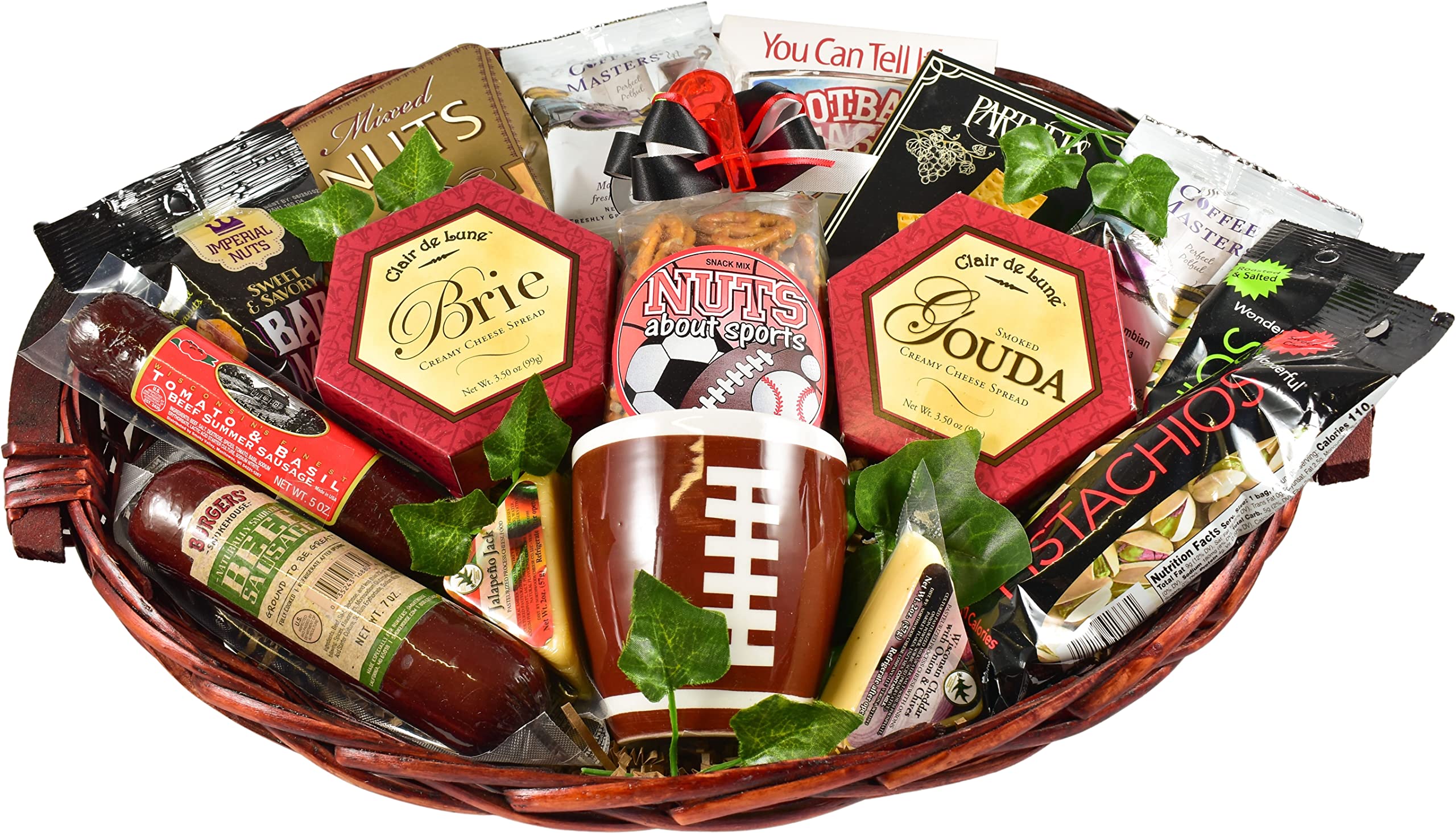 Ultimate Game Day Snack Gift Box - Handcrafted in USA | Includes Mug, Book, Cocoa, Nuts, Cheeses & Sausages | Perfect Sports Fan Gift for Football Parties, Tailgating & Watching Games at Home
