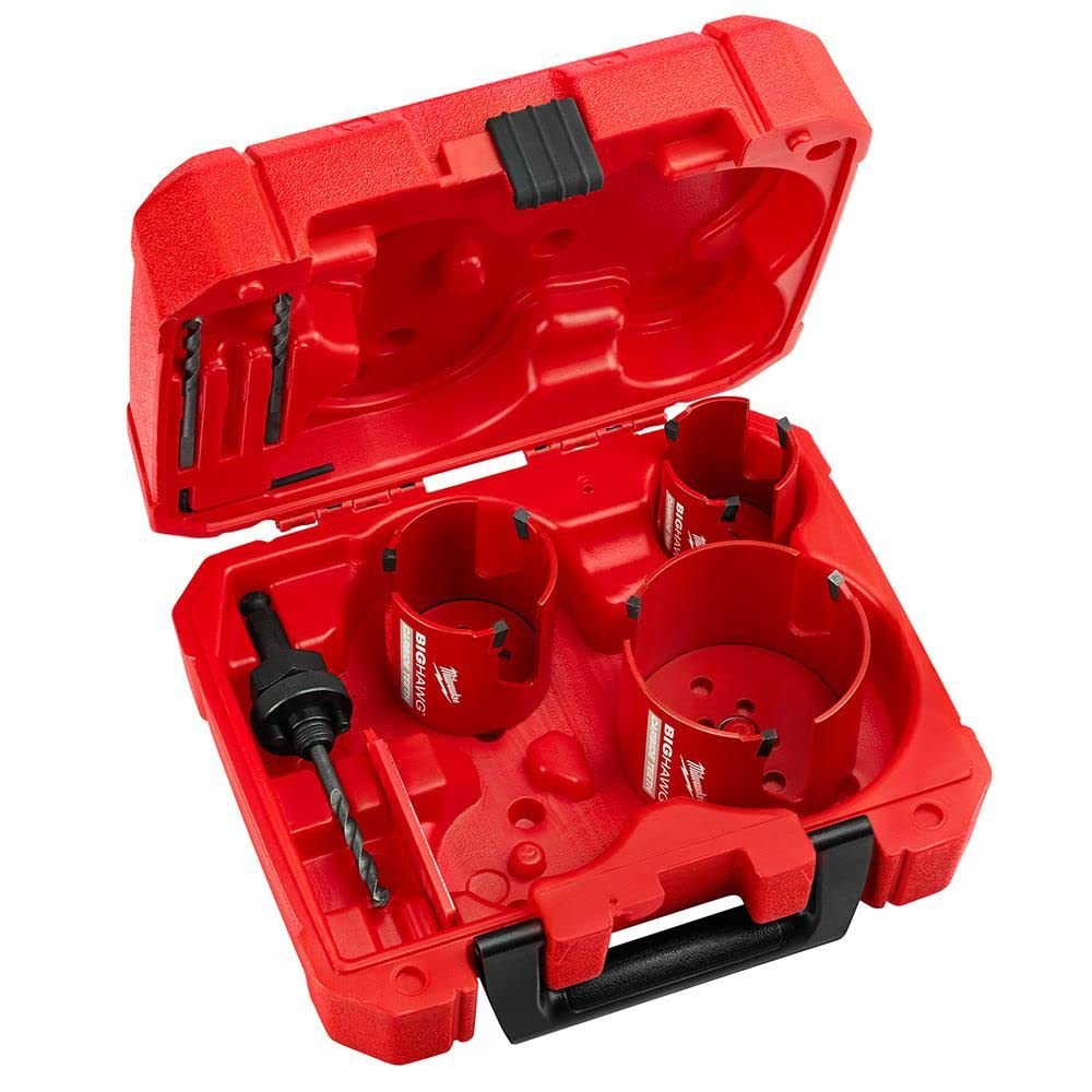 7-Piece Big Hawg Carbide Hole Saw Kit - Heavy Duty Hole Cutter Set for Wood, Metal & Plastic - Perfect for Construction, Plumbing & DIY Projects