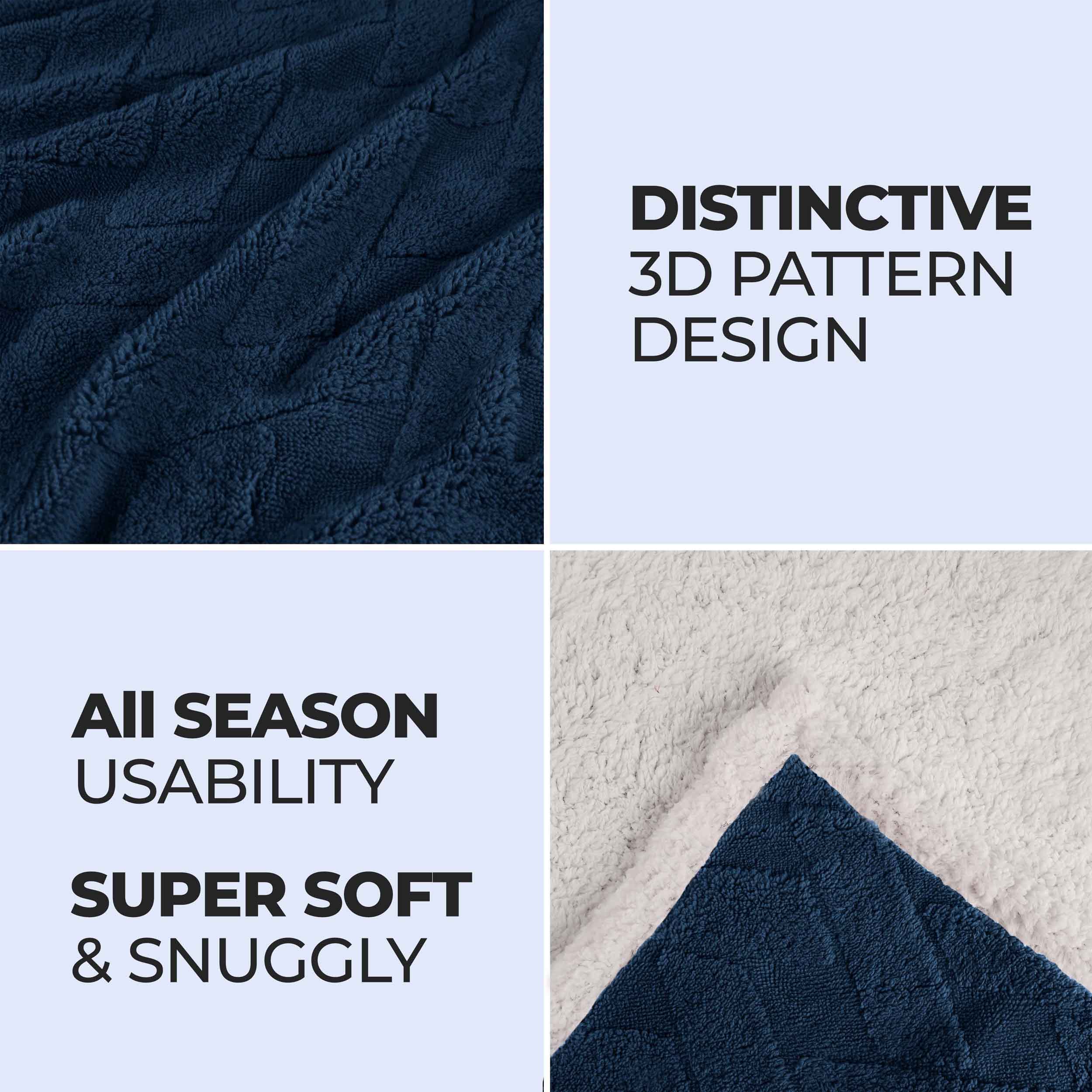 Nuuk Reversible Jacquard Lattice Plush Sherpa Fleece Blanket - Soft Cozy Throw for Couch, Bed & Travel - Perfect for Winter Nights, Camping & Home Decor