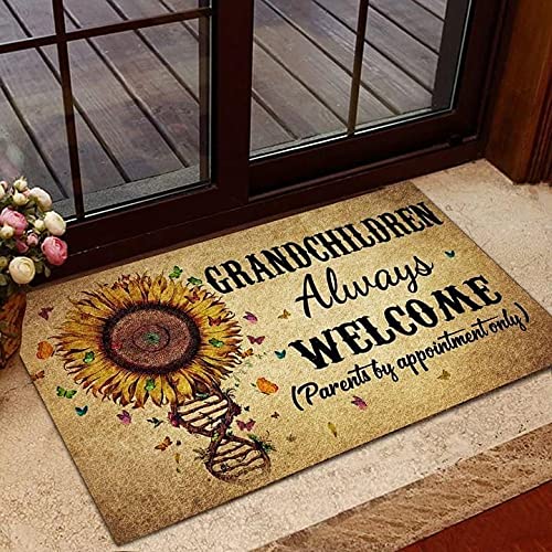 Non-Slip Sunflower Welcome Door Mat - Indoor/Outdoor Entryway Rug for Front Door Decor - Perfect for Grandparents' Home, Parents' House & Family Gatherings - Great for Living Rooms, Porches and High-Traffic Areas