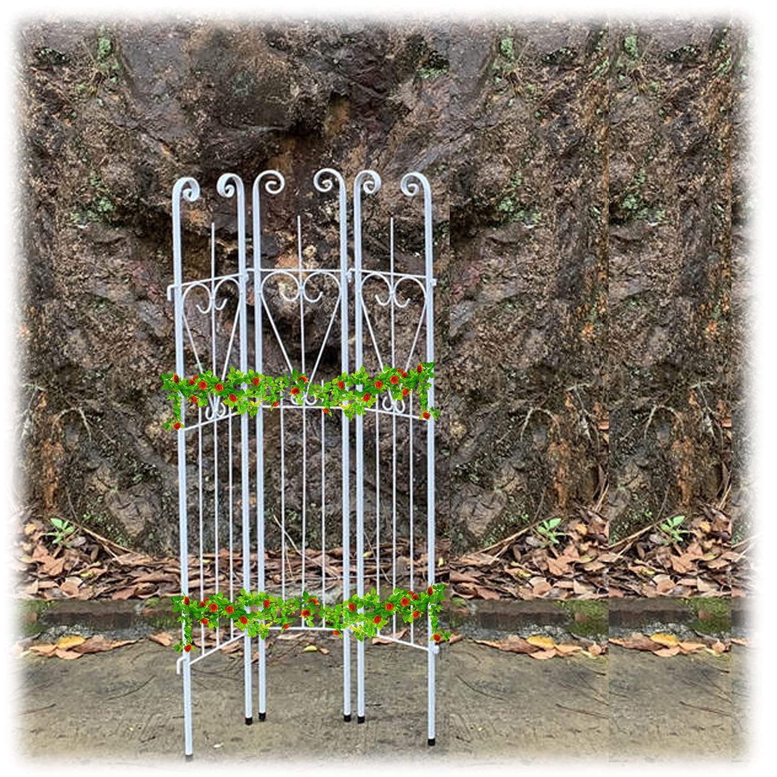 3pcs Foldable & Connectable Plant Trellis - Multifunctional Climbing Support Frame for Outdoor Plants (Black/White) | Perfect for Tomatoes, Cucumbers, Vines & Garden Decor