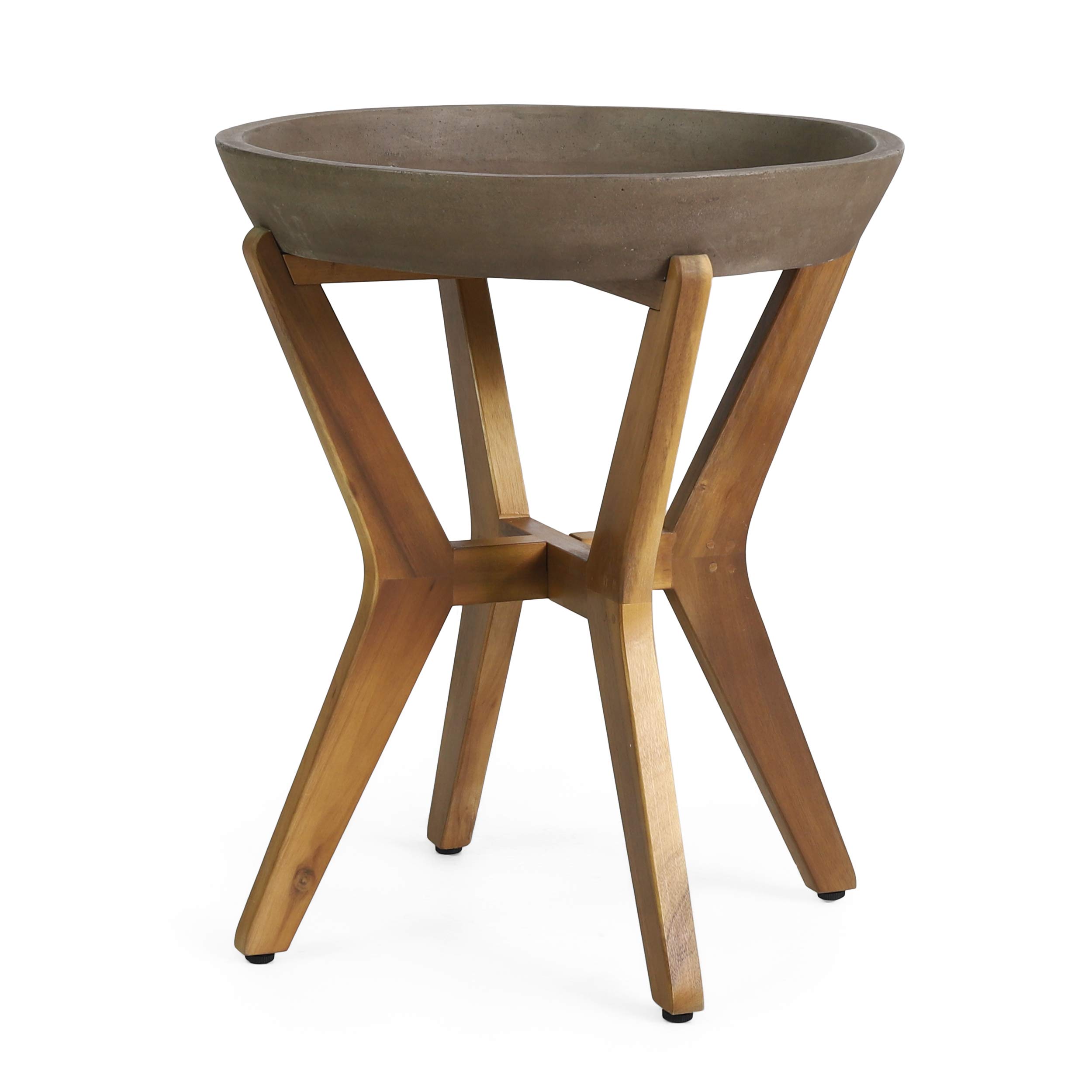 Christopher Knight Home Oprah Outdoor Side Table - Teak & Light Gray Accent Table for Patio, Garden, Poolside or Balcony Decor