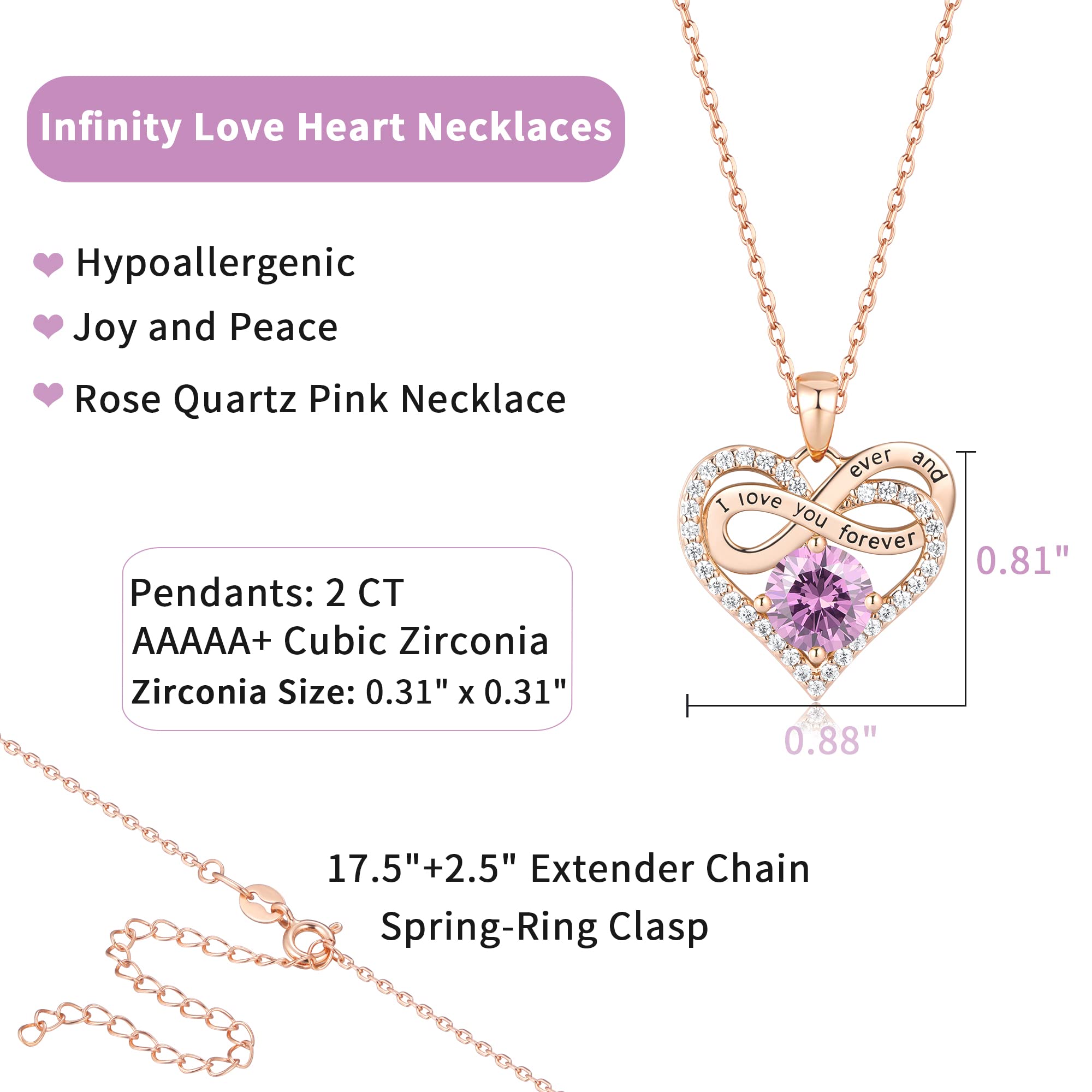 Jewlpire Sterling Silver Birthstone Heart Necklace for Women - S925 Silver Mother's Day Gift, Anniversary & Birthday Present for Wife - Perfect for Valentine's Day, Wedding, Christmas & Special Occasions