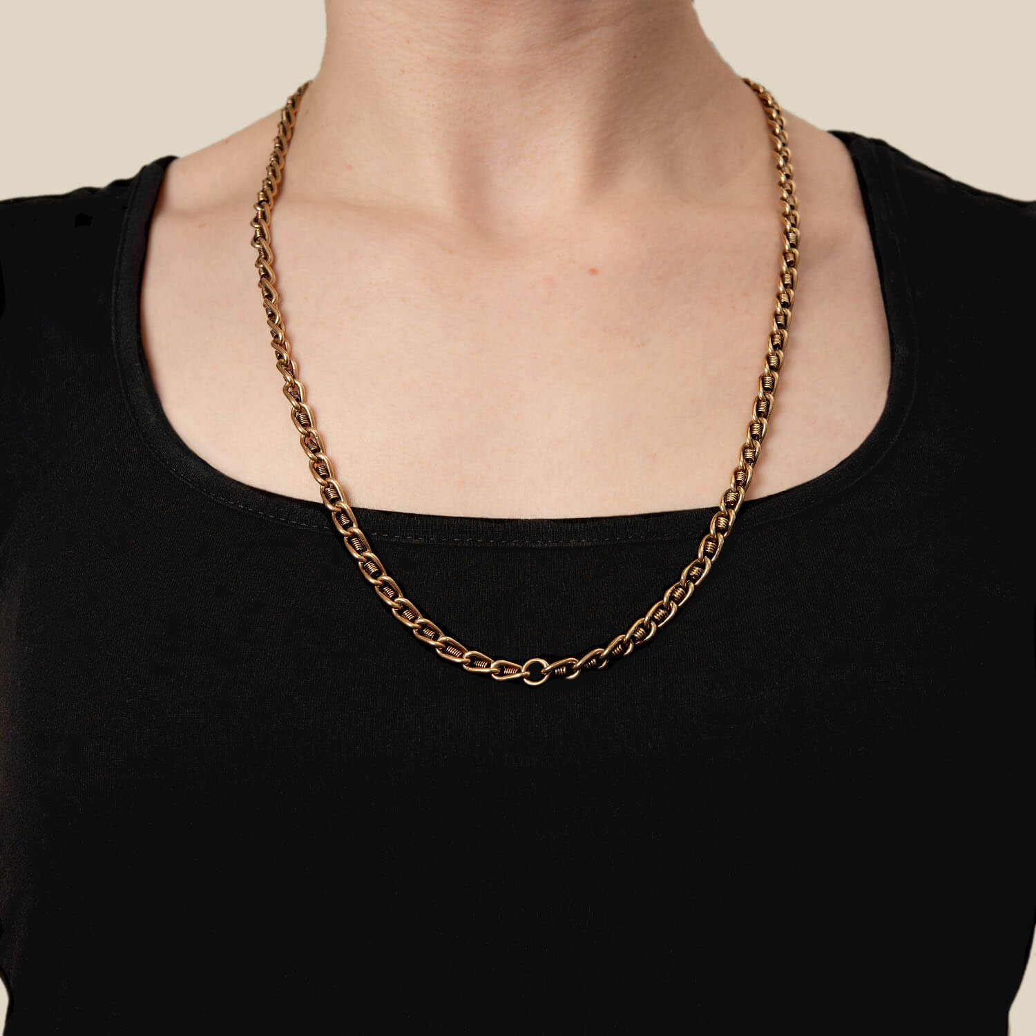 14K Gold Victorian Spring Link Chain Necklace - 60.6 Grams Heavy Weight Statement Piece for Women, Perfect for Weddings, Parties & Special Occasions