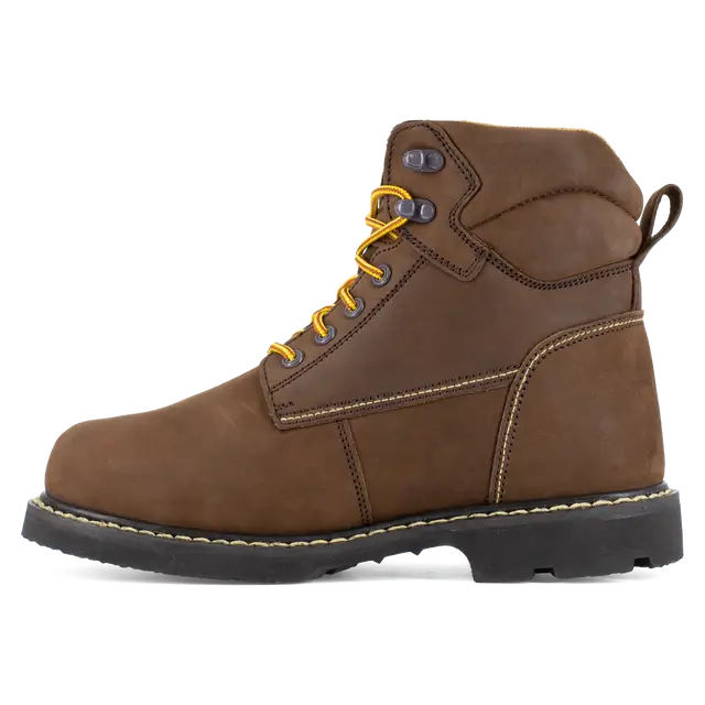 Groundbreaker Steel Toe Metguard 6 Inch Work Boots for Men - Brown Safety Shoes for Construction, Warehouse & Industrial Work - OSHA Compliant Protective Footwear