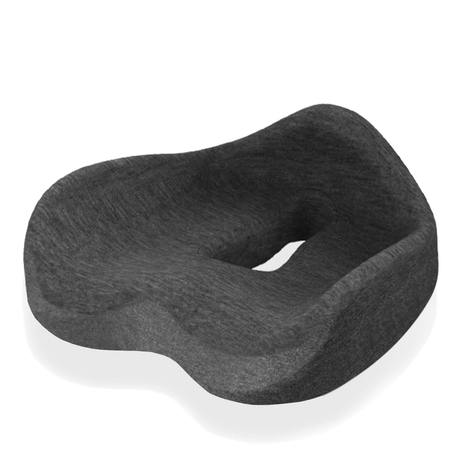 100% Memory Foam Seat Cushion for Office Chair - Coccyx Support & Pressure Relief for Long Sitting Hours - Home, Car, Wheelchair Use - Comfortable Gray Seat Pad for Work, Driving & Pain Relief
