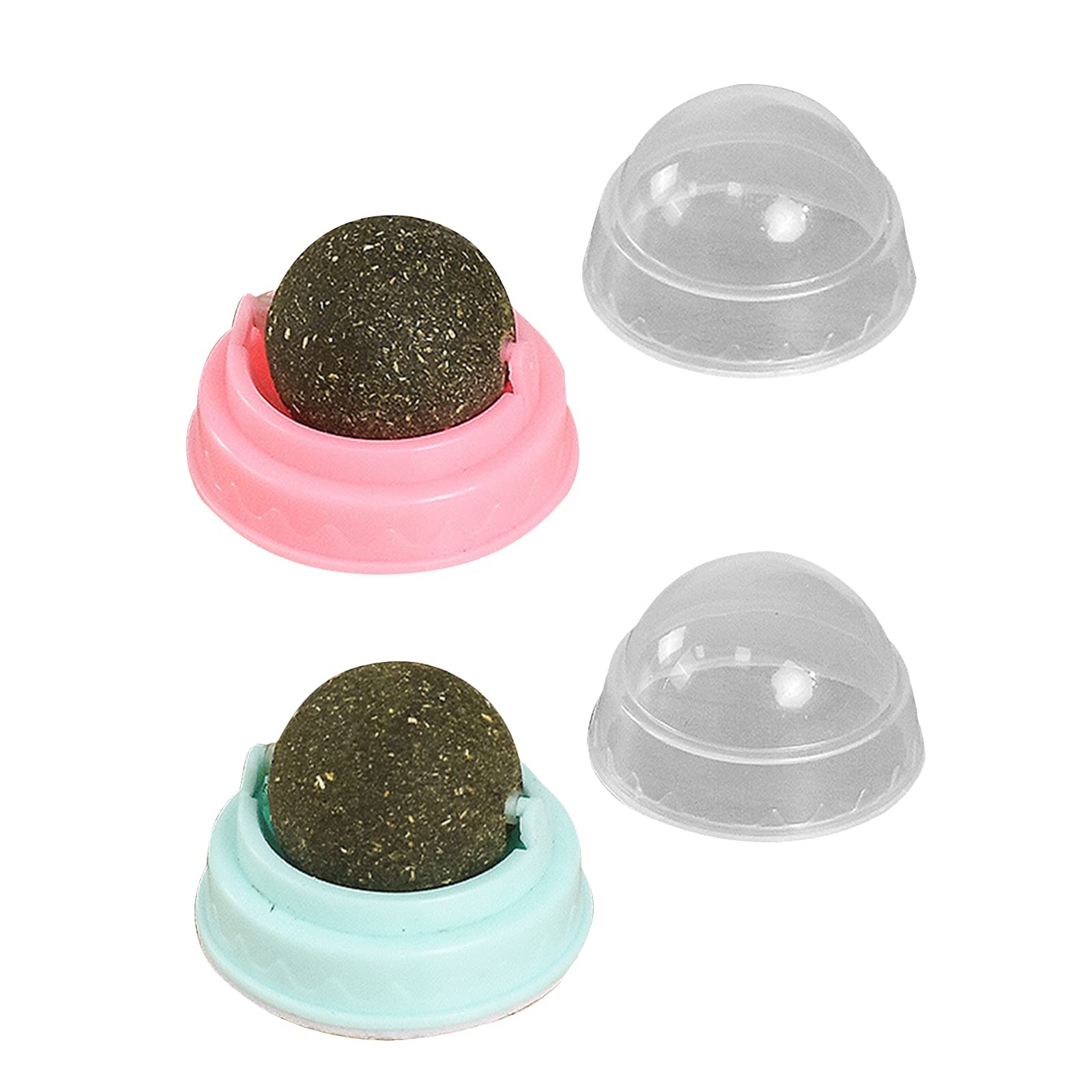 DCQRY 3Pcs Catnip Wall Balls Toys - Rotatable Edible Cat Licking Balls with Self-Adhesive for Teeth Cleaning | Interactive Dental Cat Toys for Biting & Play | Perfect for Indoor Cats & Dental Health Care