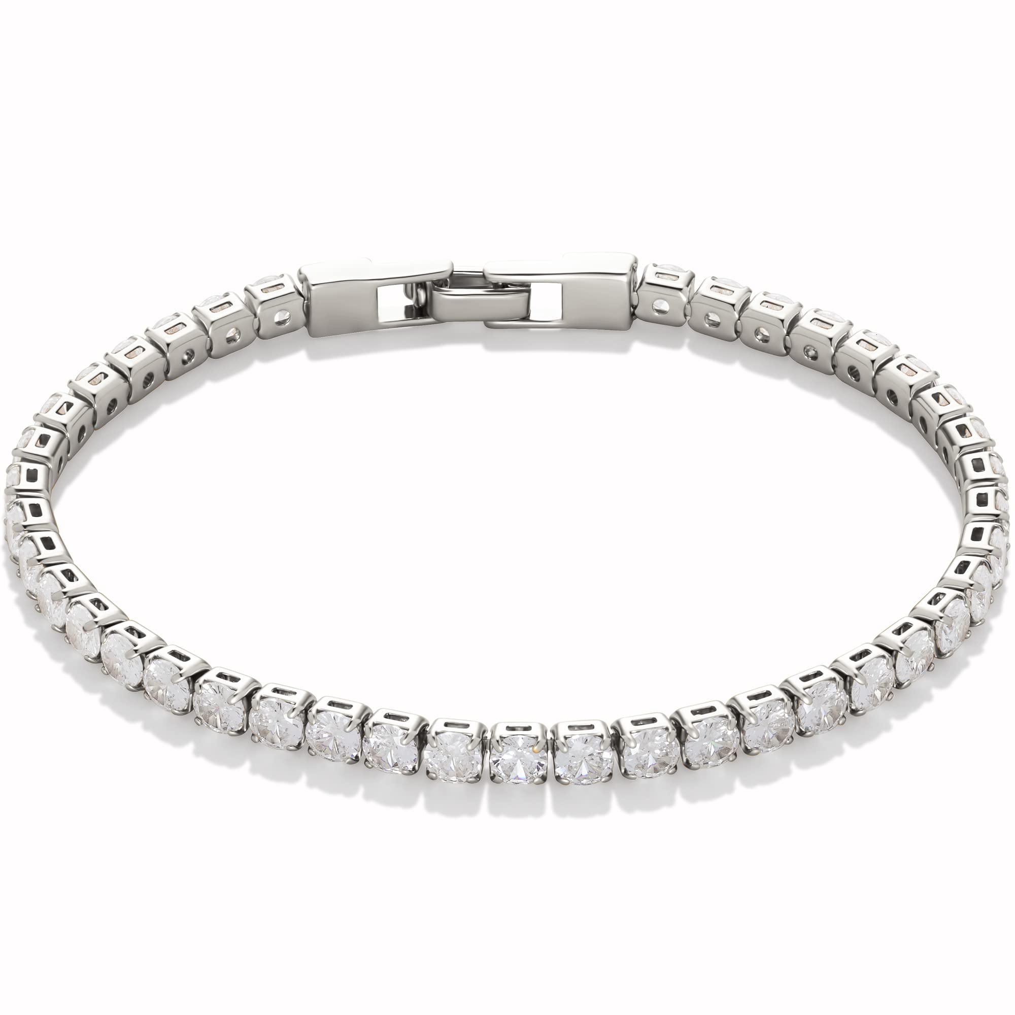 Amazon Essentials Women's Cubic Zirconia Tennis Bracelet - 7.5 Inch Elegant Sterling Silver Fashion Jewelry for Daily Wear, Parties & Special Occasions
