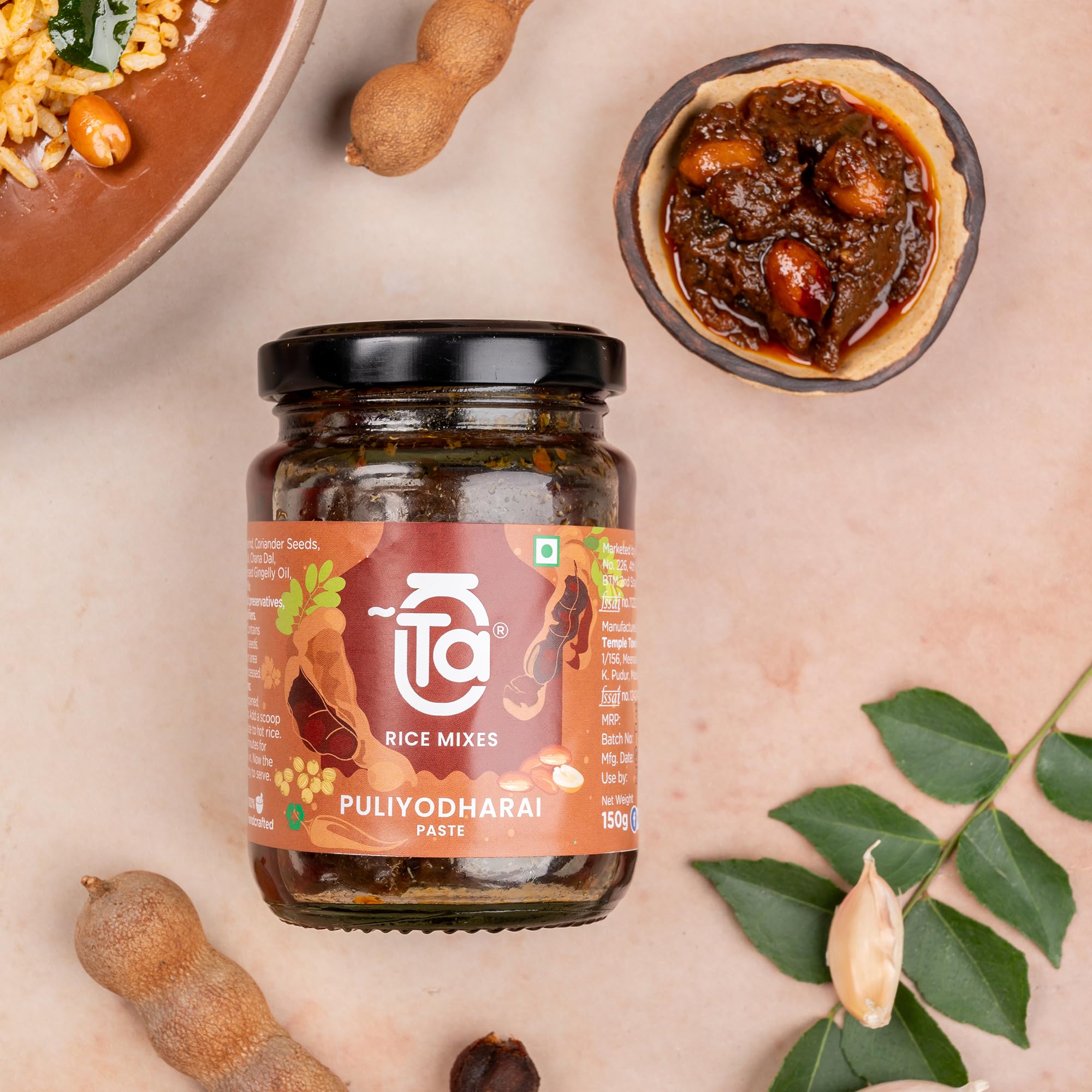 Authentic South Indian Ta Rice Mixes | Puliyodharai & Puliyogare Rice Mix Paste | Cold Pressed Oil | No Preservatives | Traditional Iyengar Flavor | 100% Natural | 150g | Perfect for Festivals, Quick Meals & Authentic Indian Cuisine