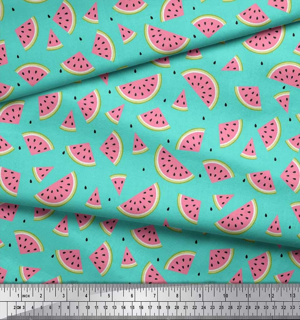Soimoi Velvet Fabric - Watermelon & Seeds Print - 58 Inch Wide Craft Fabric by The Yard - Perfect for DIY Sewing, Upholstery, and Home Decor Projects
