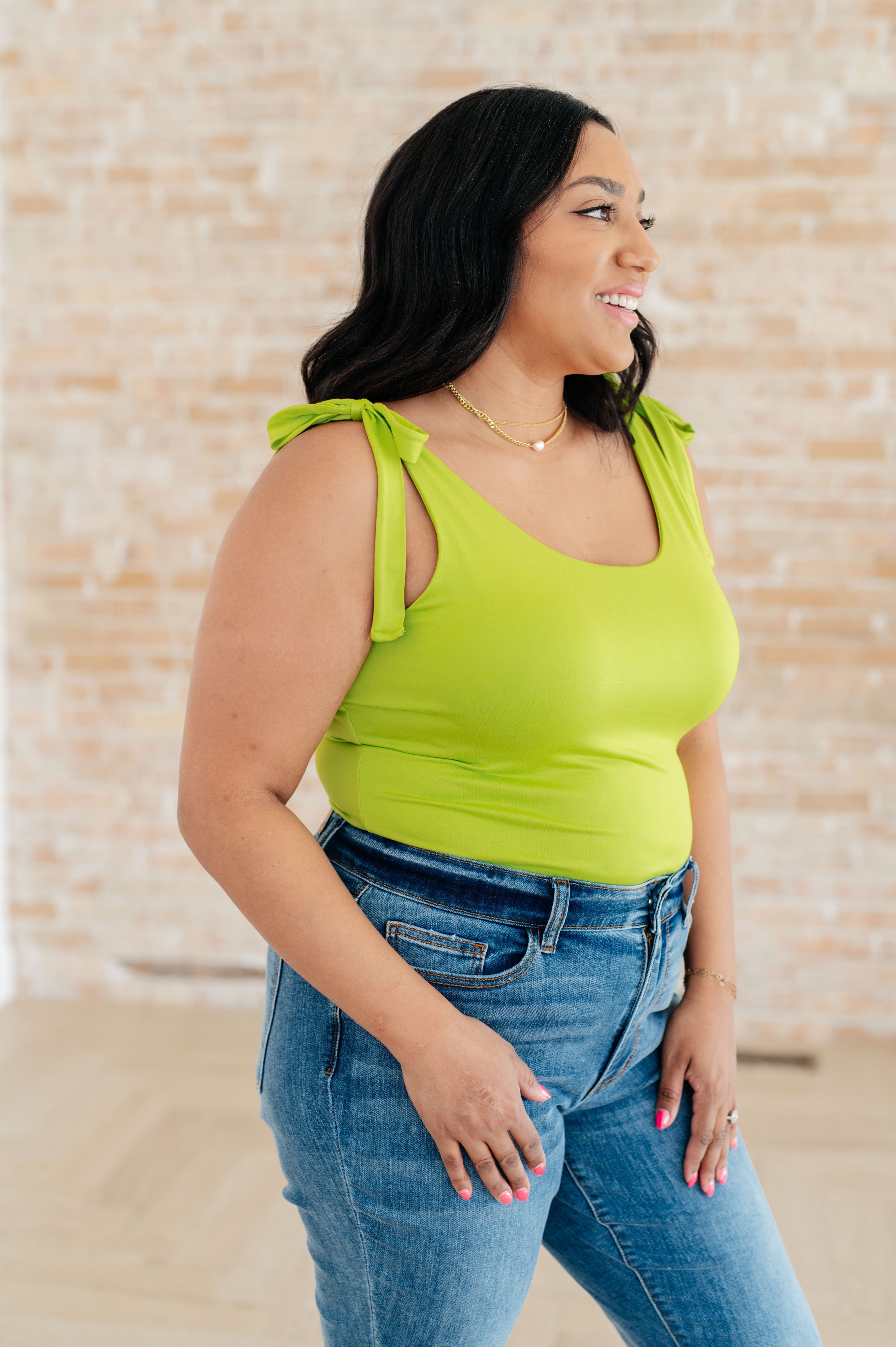 Just a Spritz Bodysuit in Lime - Women's Sexy Stretchy One-Piece Bodysuit for Clubbing, Date Night & Layering