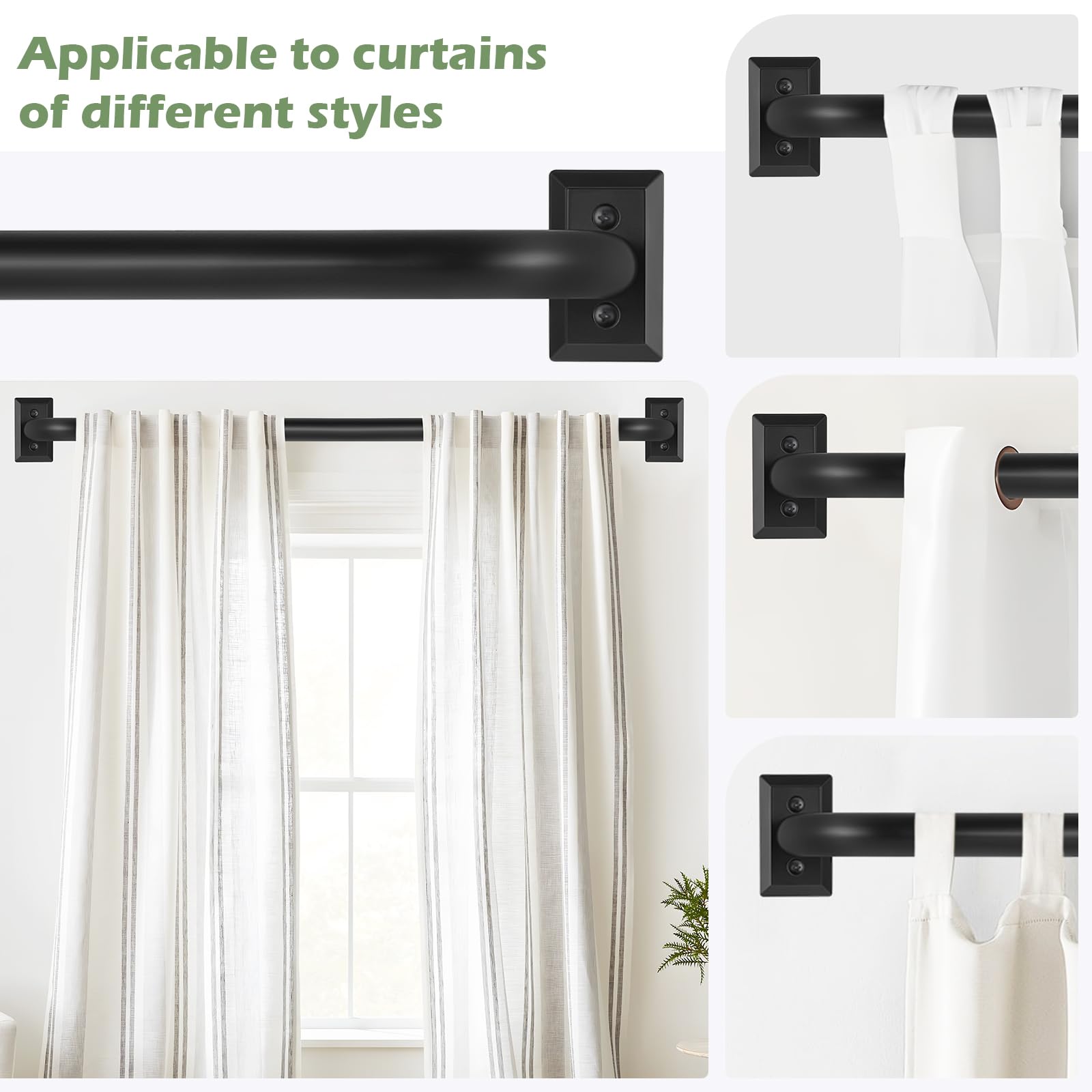 Blackout Adjustable Wrap Around Curtain Rod 66-120 Inch - Heavy Duty French Curved Metal Drapery Rod for Bedroom & Kitchen - Matte Black Finish, Easy Installation | Perfect for Room Darkening & Light Blocking in Living Rooms, Nurseries & Home Theaters