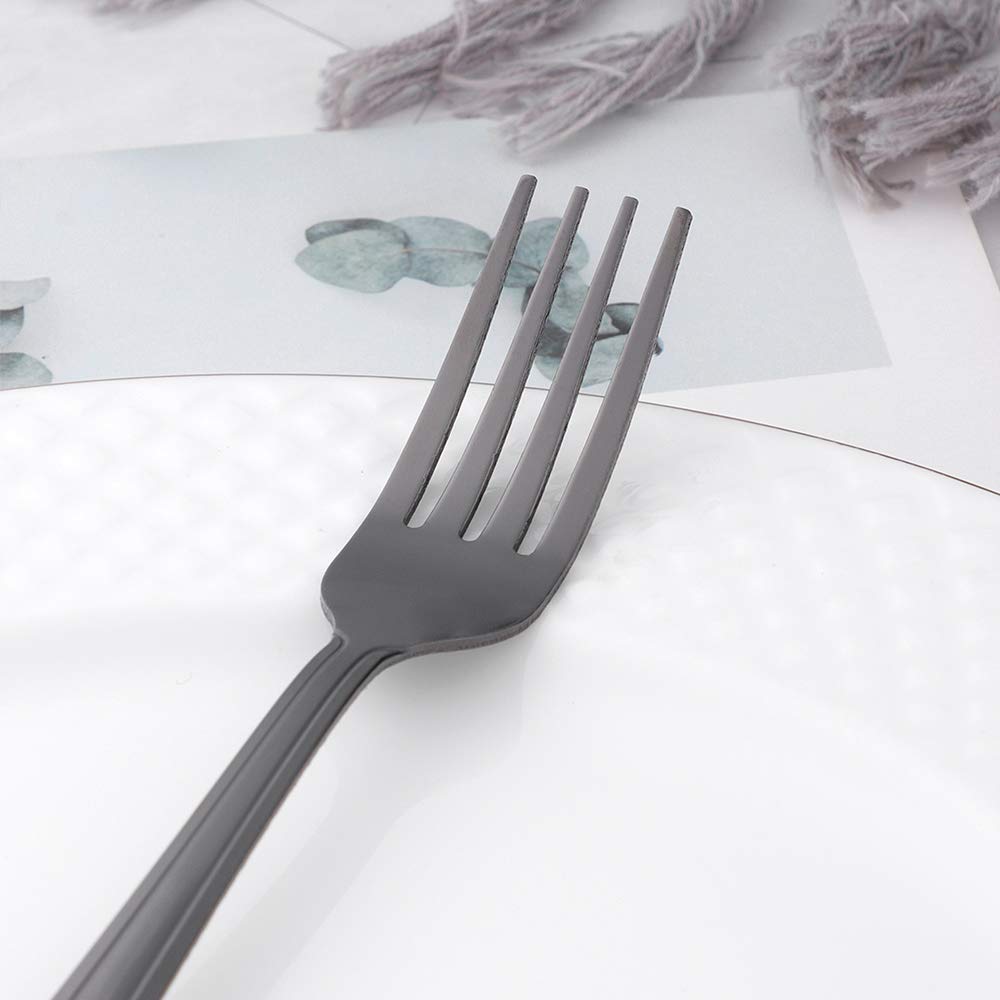 Premium 7-Inch Stainless Steel Black Dinner Forks Set - 12-Piece Elegant Flatware for Fine Dining, Restaurants & Home Entertaining