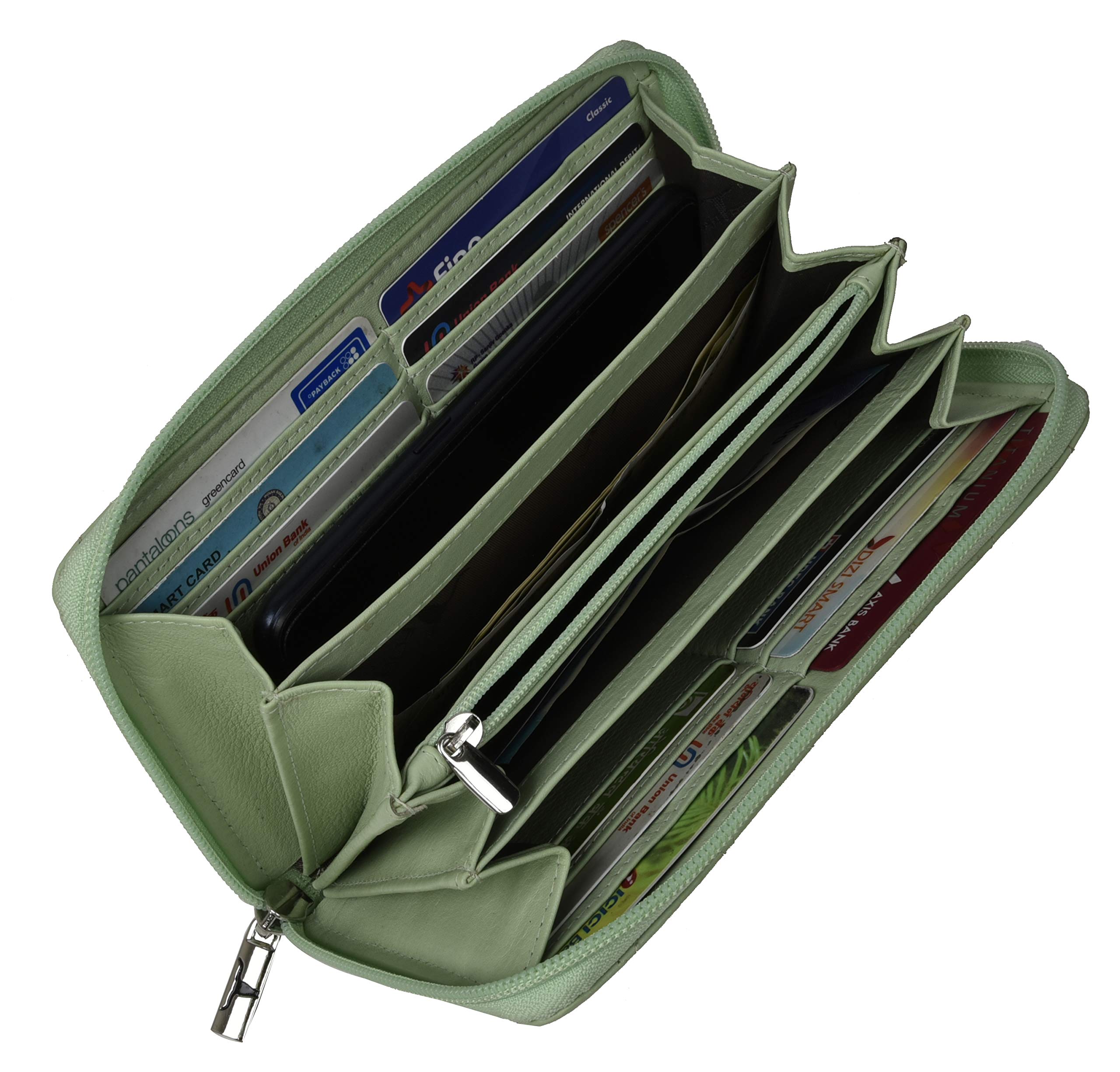 URBAN FOREST Grace Quilted Mint Green Leather Wallet & Clutch for Women | Slim RFID Blocking Card Holder | Perfect for Parties, Date Nights & Everyday Use