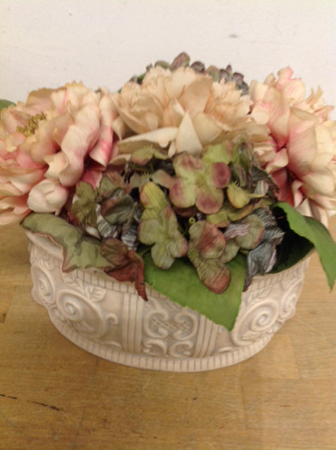 10 Mixed Fresh Flowers in Ceramic Pot - Perfect for Home Decor, Office Desk, and Gift Giving