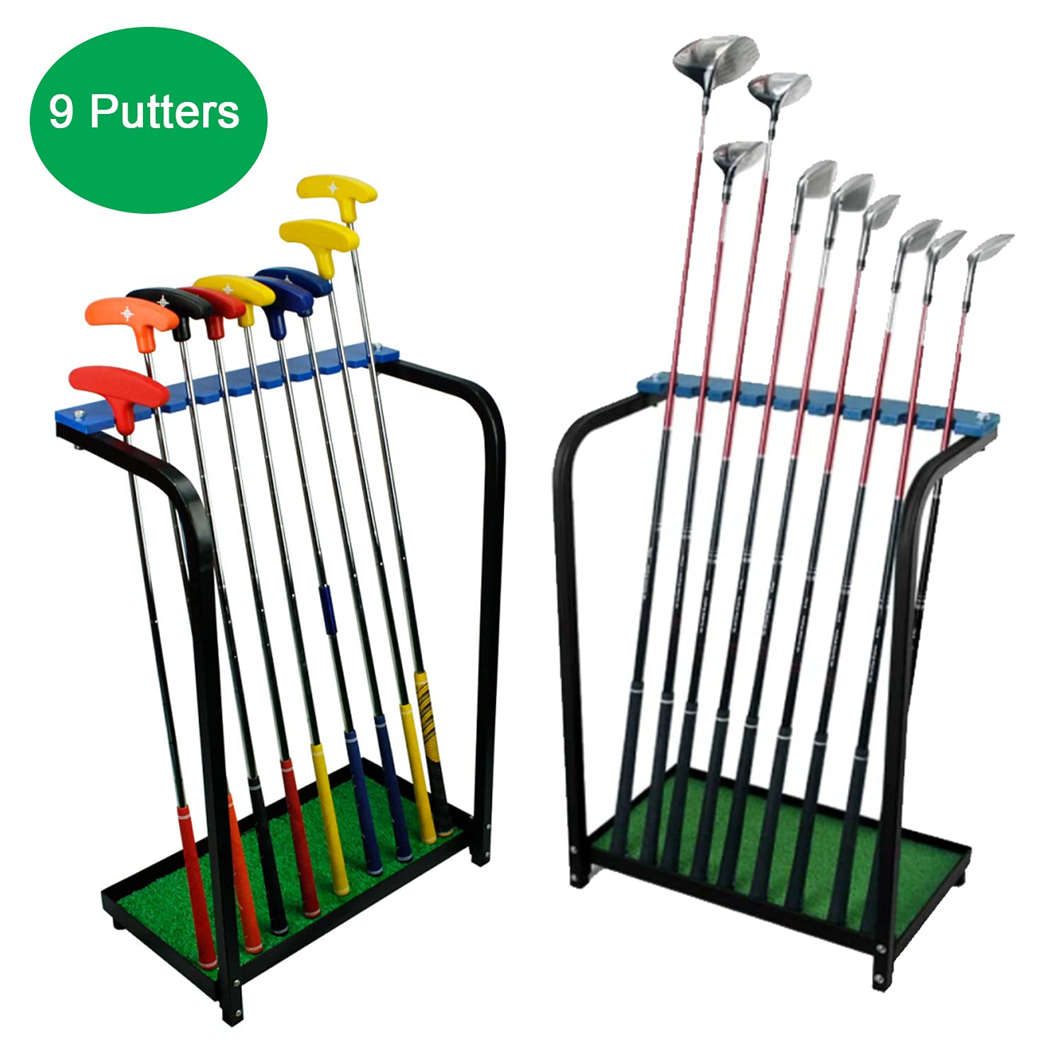 Premium Acrylic Golf Club Organizer Stand - 9-Putter Display Rack with Metal Base for Home, Office, or Pro Shop - Perfect for Organizing & Showcasing Golf Clubs