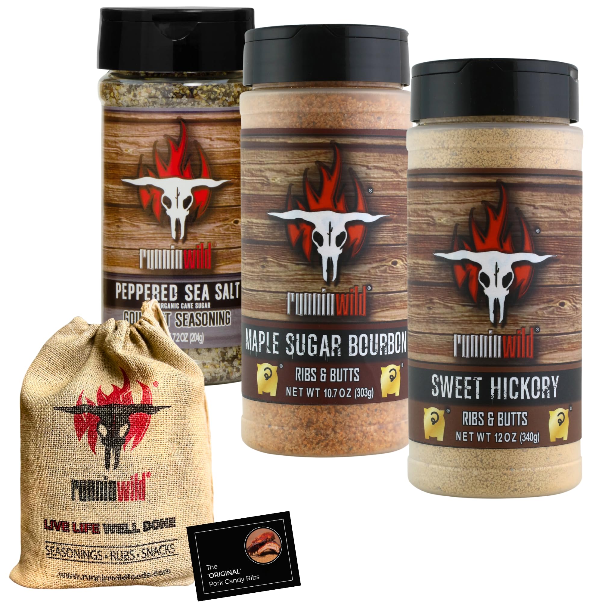 Premium Pork Candy BBQ Rubs Gift Set - Sweet Hickory, Maple Sugar Bourbon & Peppered Sea Salt Seasoning for Ribs, Chops & Pulled Pork | Ultimate BBQ Spice Kit for Grilling & Smoking | Perfect Father's Day Gift for Grill Masters & BBQ Lovers | Great for Backyard Cookouts, Tailgating & Holiday Gatherings