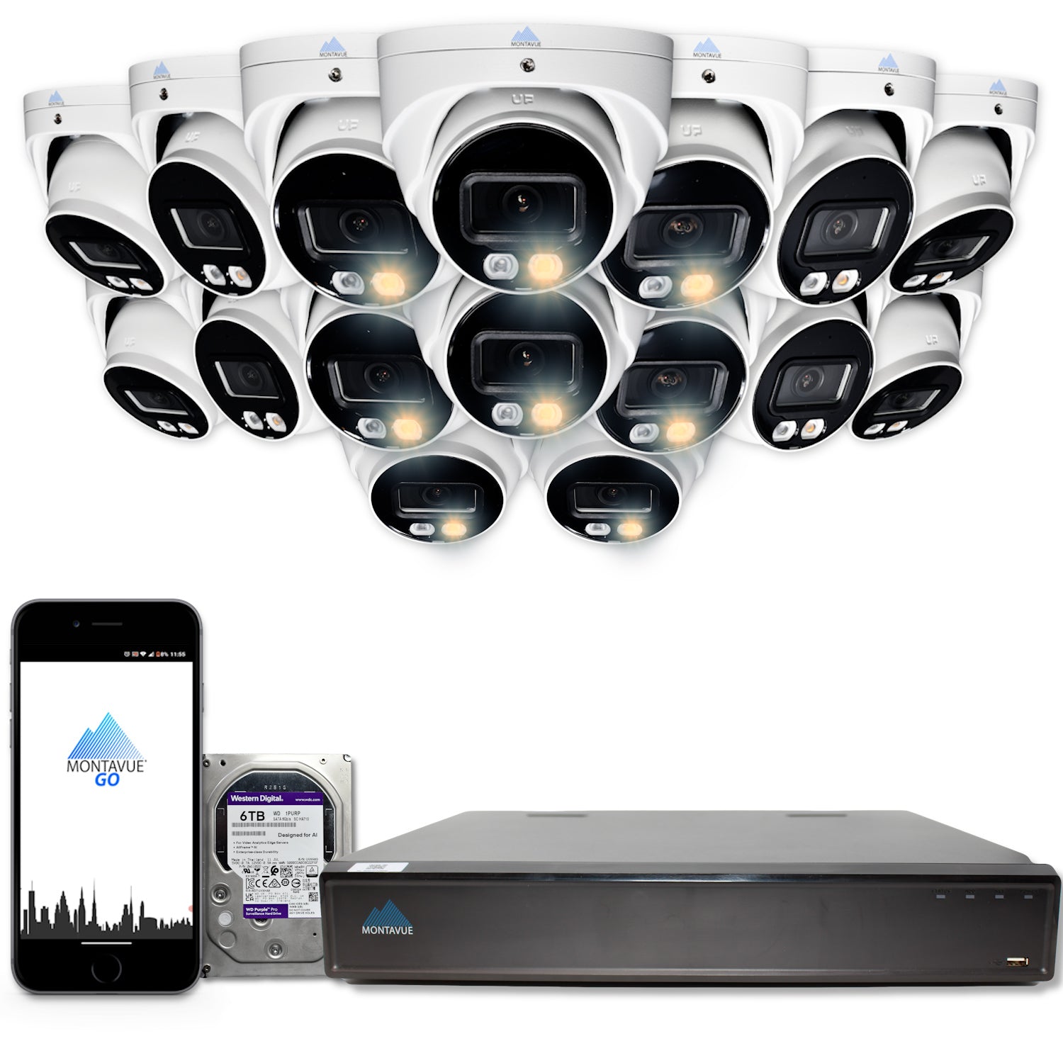 MTT8095 8MP 4K Security Camera System - 32 Channel NVR with 6TB HDD, SMD+ Turret Cameras for Home & Business Surveillance | Indoor/Outdoor Protection, Night Vision, Motion Detection