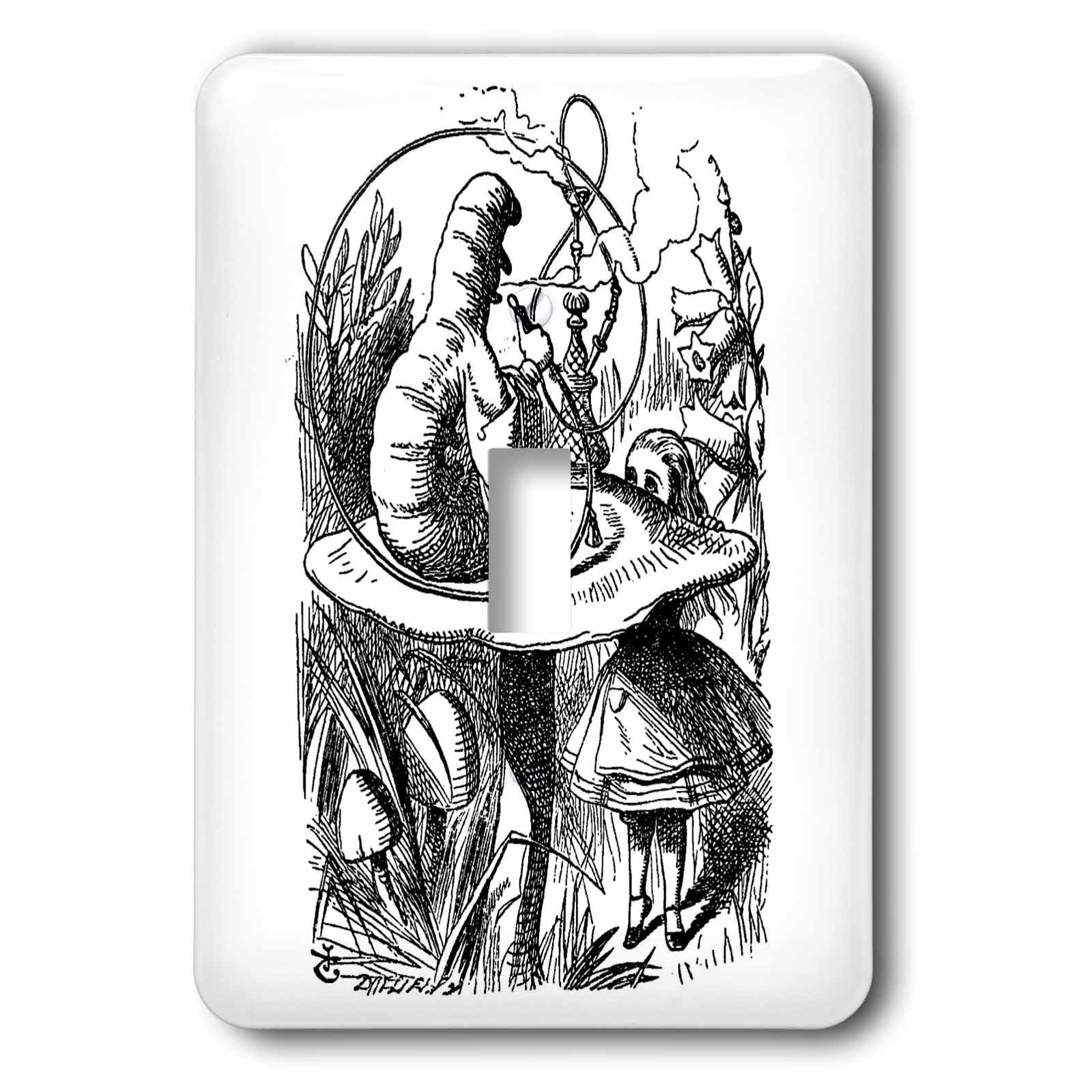 3D Rose Alice in Wonderland Smoking Caterpillar Light Switch Cover - John Tenniel Illustration - Home Decor for Kids Room, Nursery, or Fantasy Themed Spaces