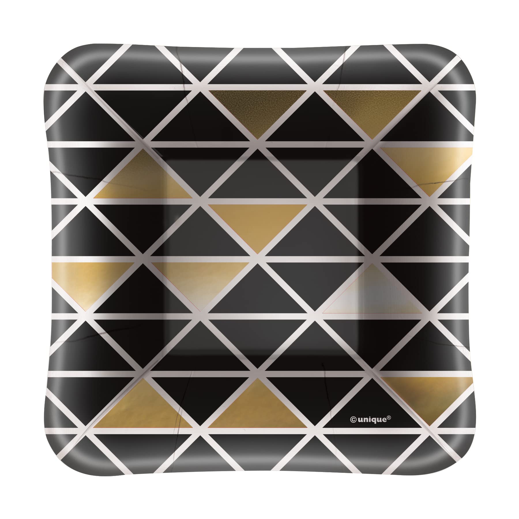 Stylish Foil Geometric Appetizer Plates - Set of 8 - Elegant Party Serving Dishes for Weddings, Cocktail Parties & Holiday Entertaining