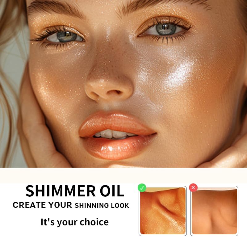 Golden Brown Shimmer Body Oil - Long Lasting Glow Highlighter for Face & Body Makeup | 3.4 Fl Oz | Perfect for Parties, Beach Days & Special Occasions