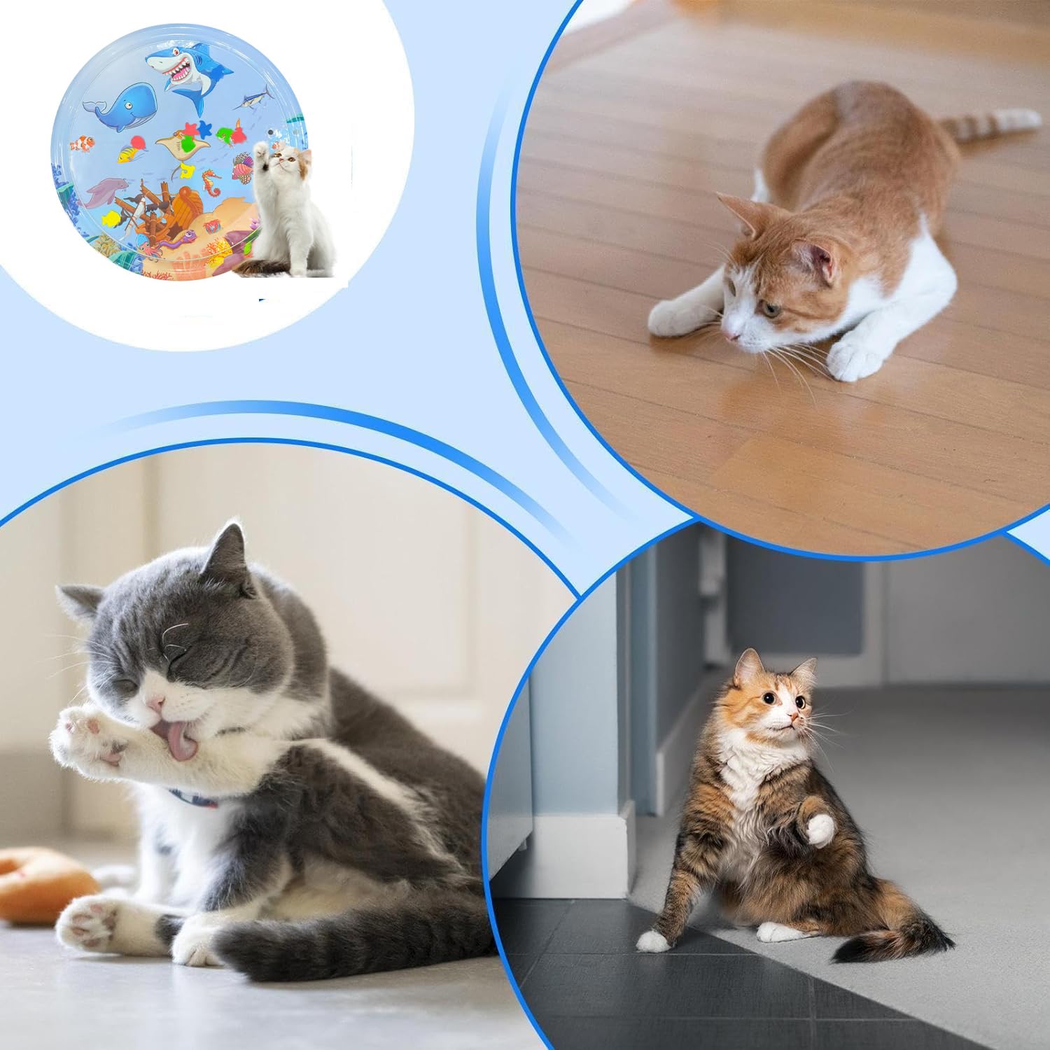 XKNEORW Thickened Unbreakable Cat Water Play Mat - Interactive Splash Toy for Cats, Durable Kicker & Self-Play Mat for Indoor Kittens | Perfect for Bath Time, Summer Cooling & Solo Playtime