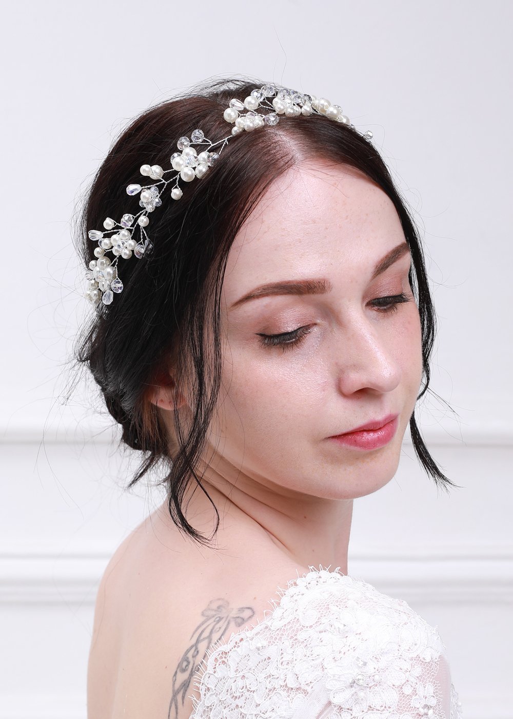 Kercisbeauty Crystal Wedding Tiara Hair Vine - Elegant Bridal Hair Accessory with Long Rhinestones for Bride, Bridesmaids, Prom, Pageant and Special Occasions