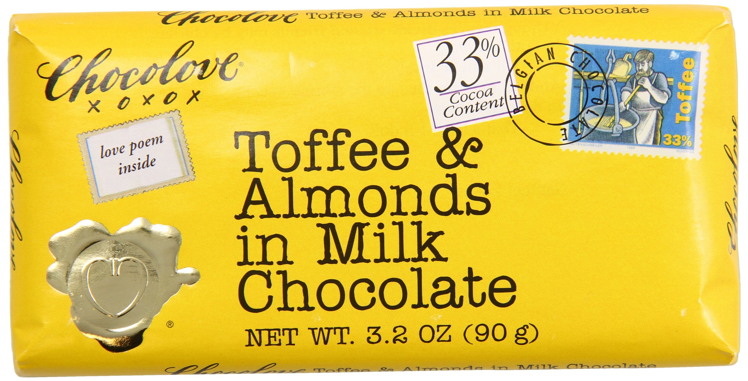 Premium Dark Chocolate Dream Milk Chocolate Bar with Toffee & Almonds - 3.2oz (6-Pack) | Gourmet Gift, Dessert Topping & Snack for Parties, Holidays & Everyday Indulgence